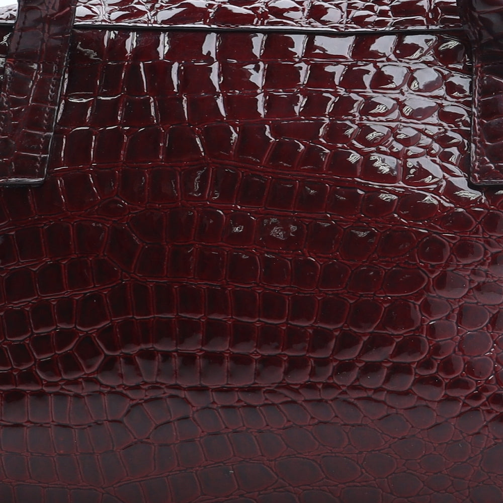 NEXT Womens Red Polyurethane Top Handle Bag Size Medium - Croc Texture