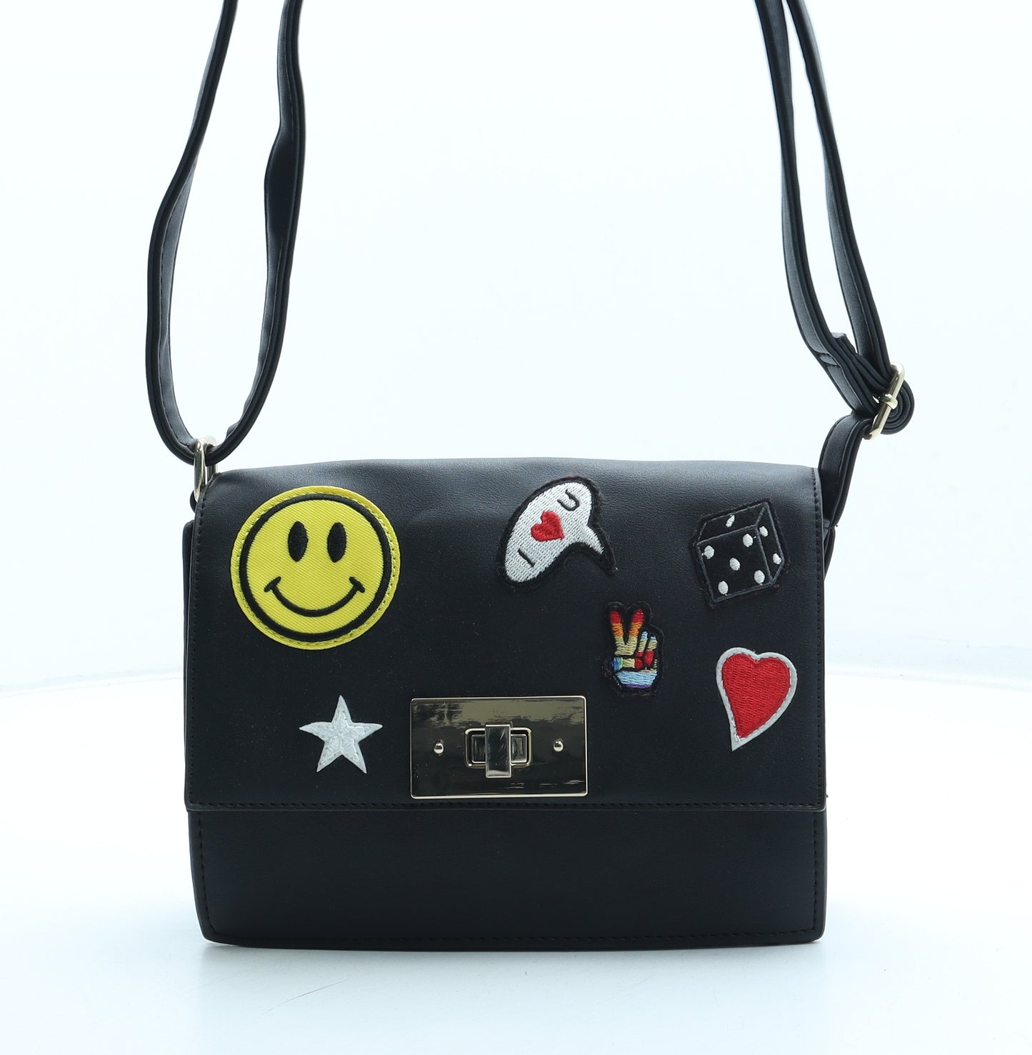 Matalan Womens Black Polyurethane Crossbody Size Small