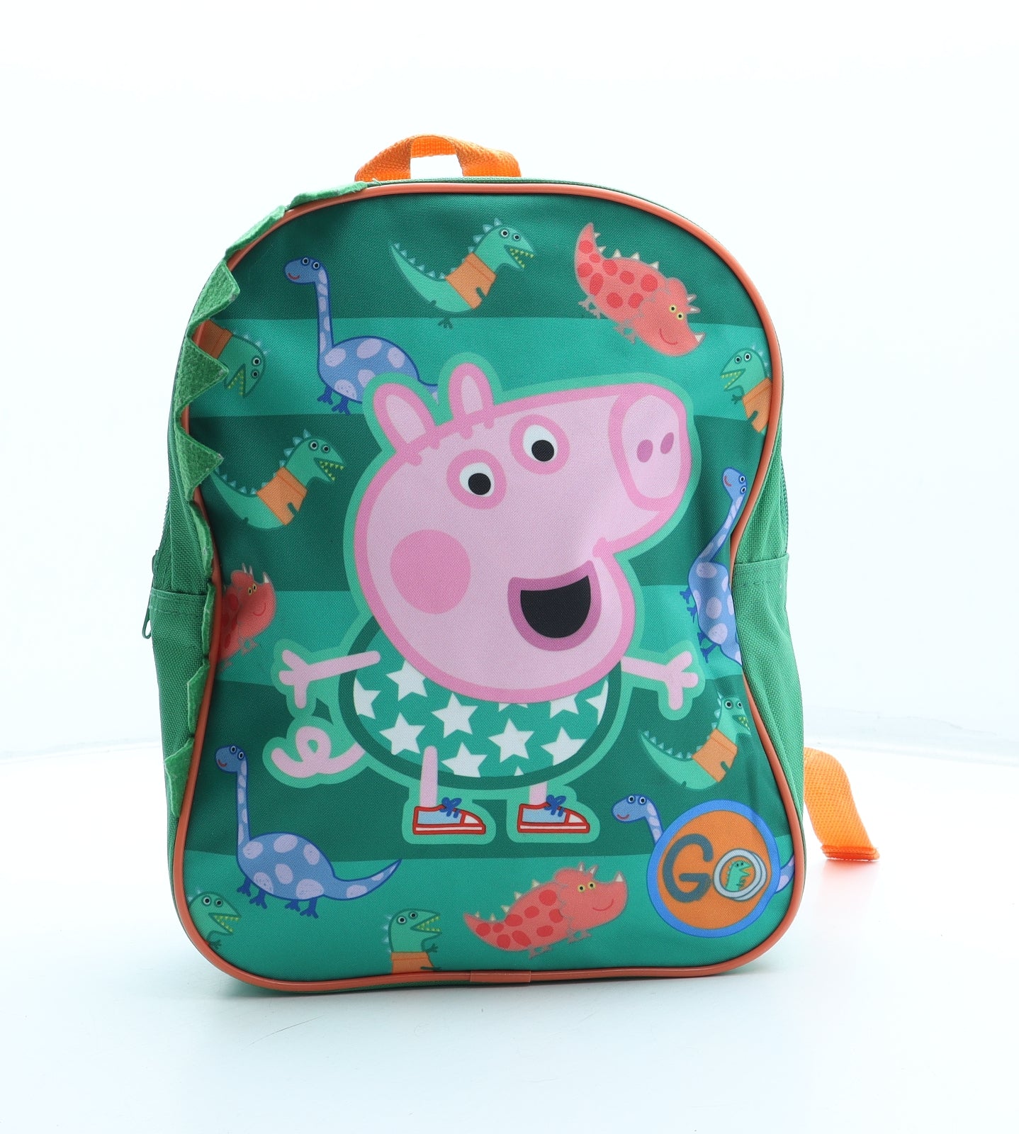 Peppa Pig Boys Green Polyester Backpack Size Medium Zip - George Pig