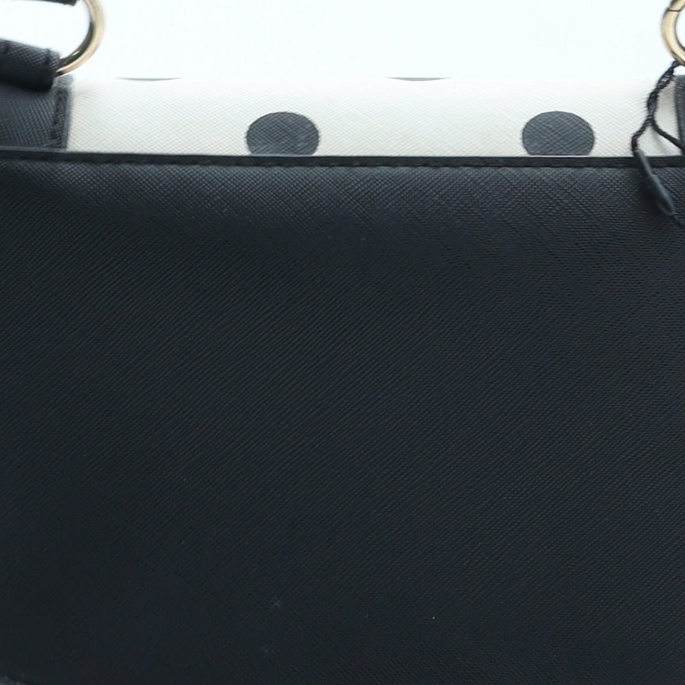 Atmosphere Womens Black Polka Dot Polyurethane Crossbody Size Small
