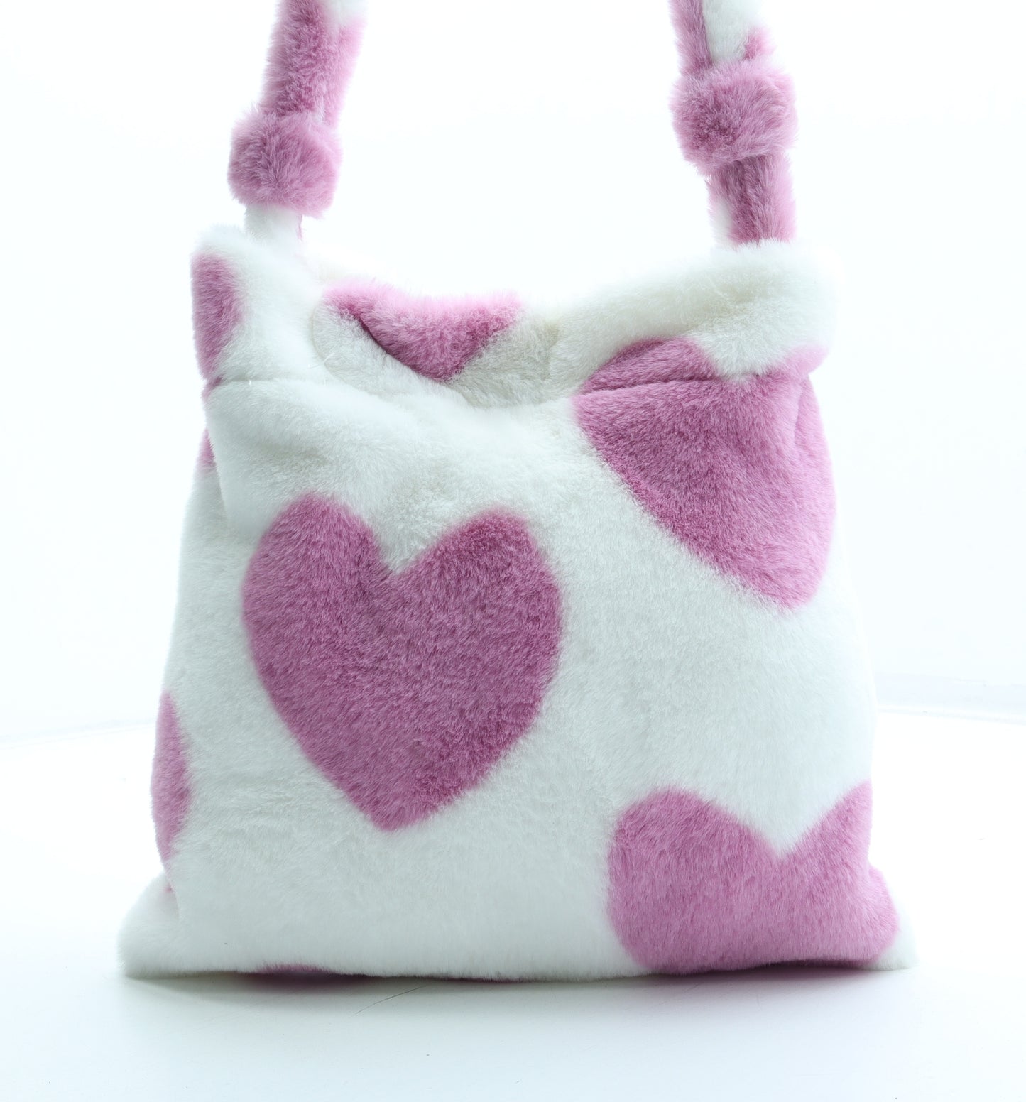 Preworn Girls Multicoloured Geometric Polyester Tote Size Medium Hook & Loop - Faux Fur Hearts