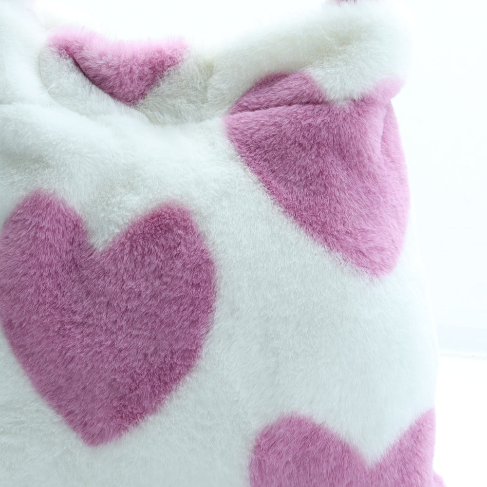 Preworn Girls Multicoloured Geometric Polyester Tote Size Medium Hook & Loop - Faux Fur Hearts
