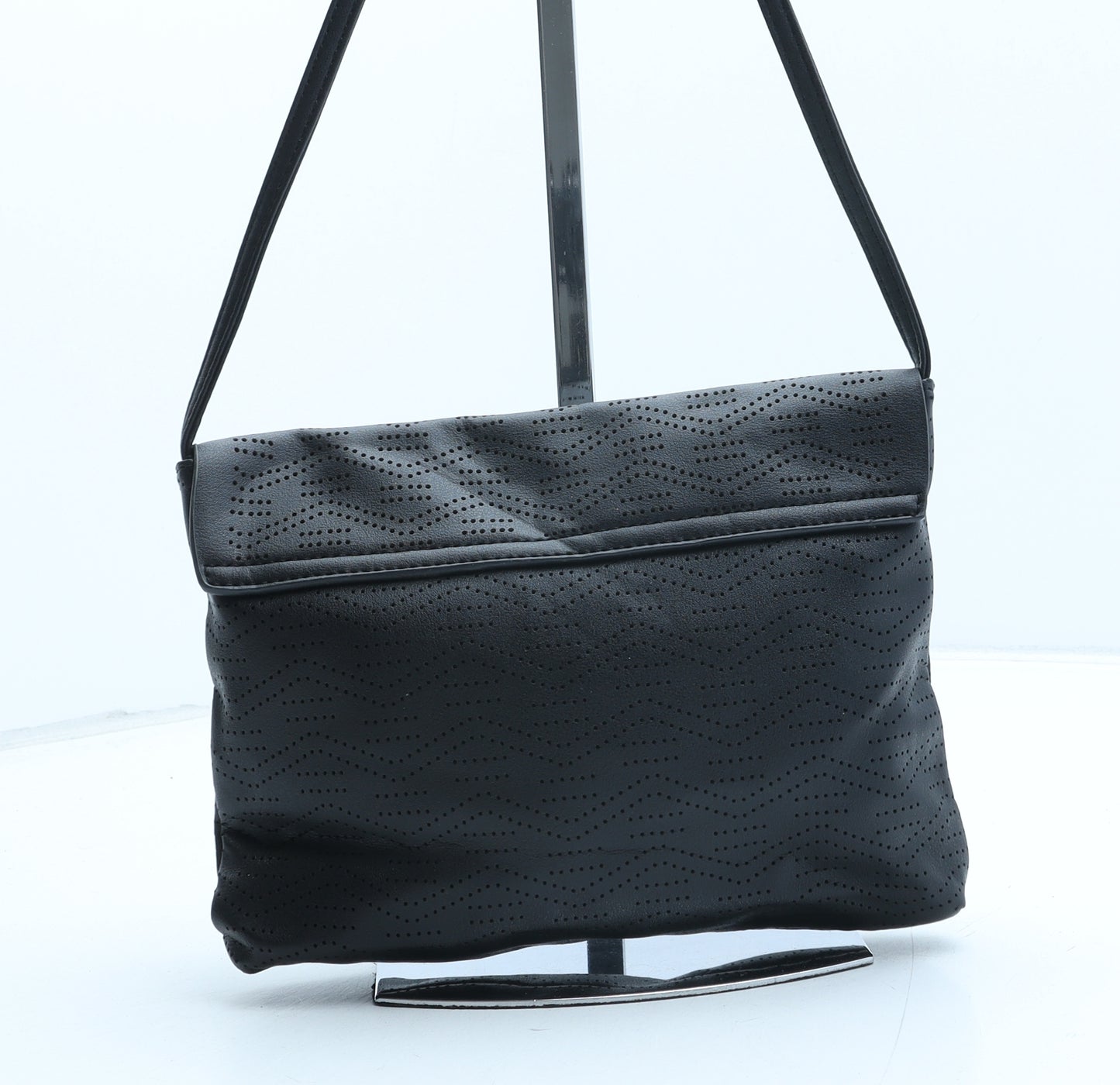 Pull&Bear Womens Black Geometric Polyurethane Crossbody Size Small