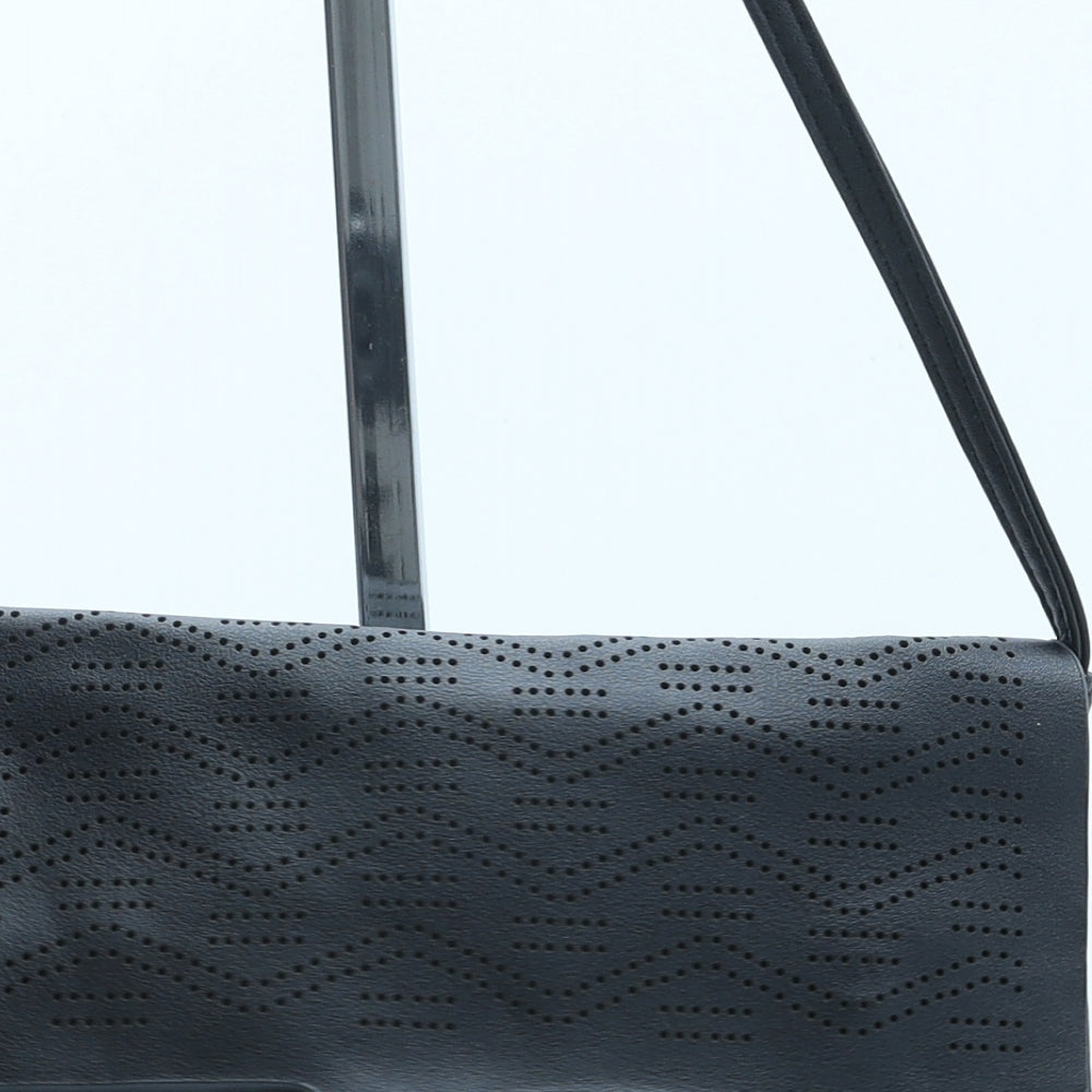Pull&Bear Womens Black Geometric Polyurethane Crossbody Size Small