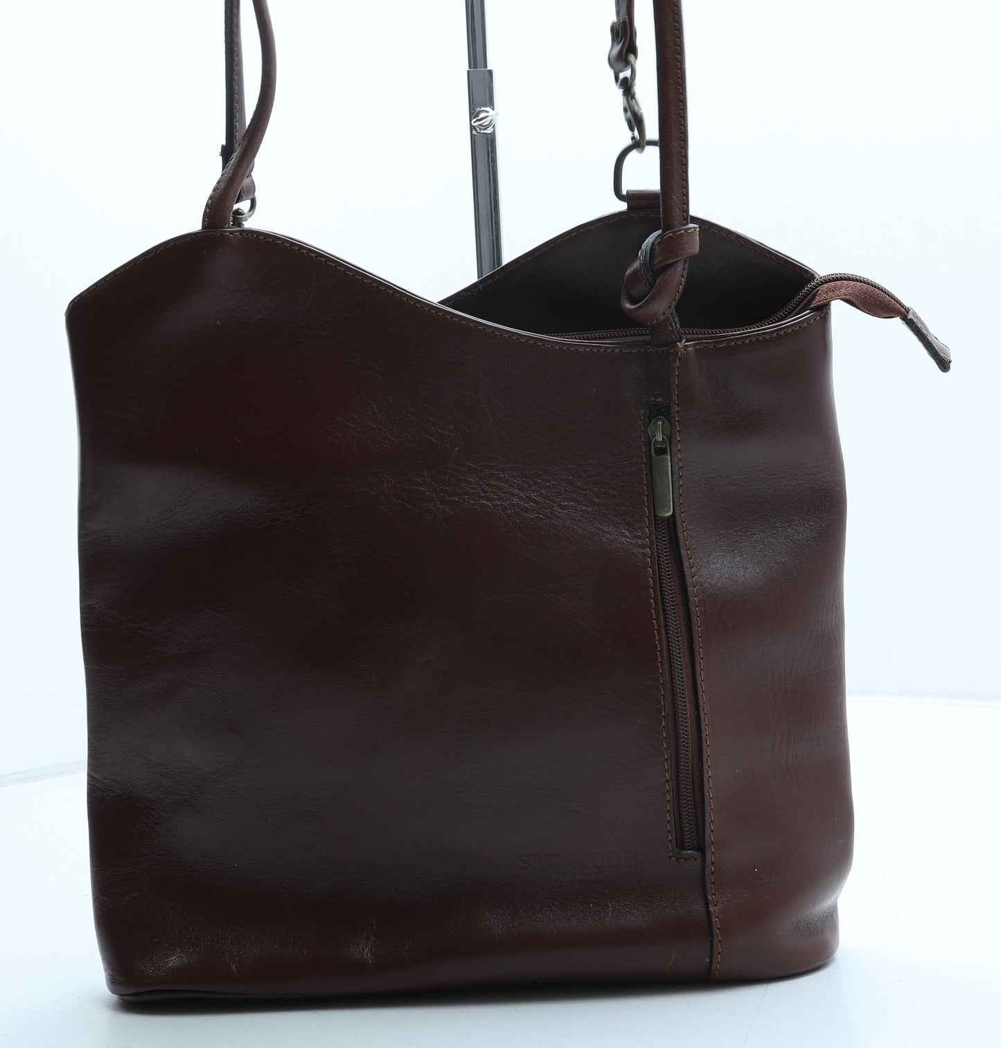 Sac Mode Womens Brown Polyurethane Shoulder Bag Size Medium