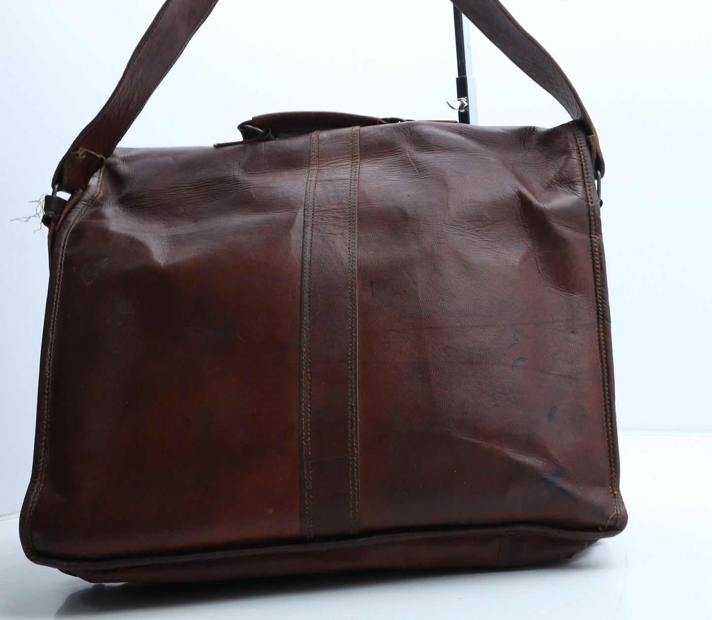 Preworn Mens Brown Leather Satchel Size Large