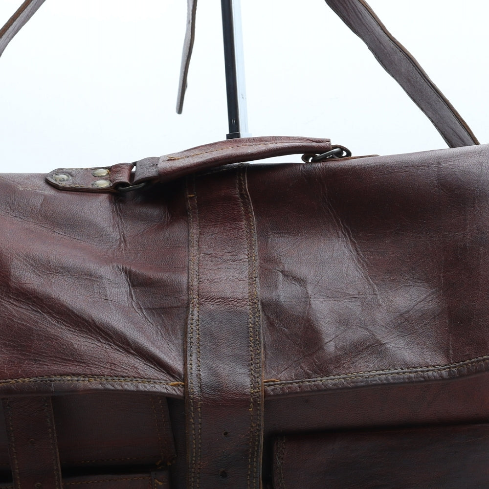 Preworn Mens Brown Leather Satchel Size Large