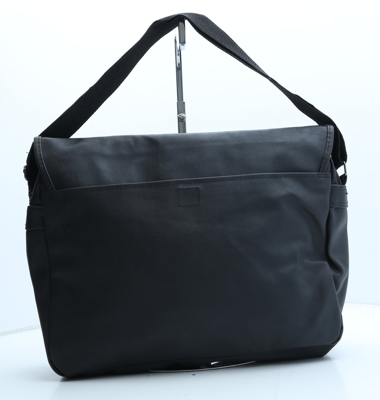 Preworn Womens Black Polyurethane Satchel Size Large