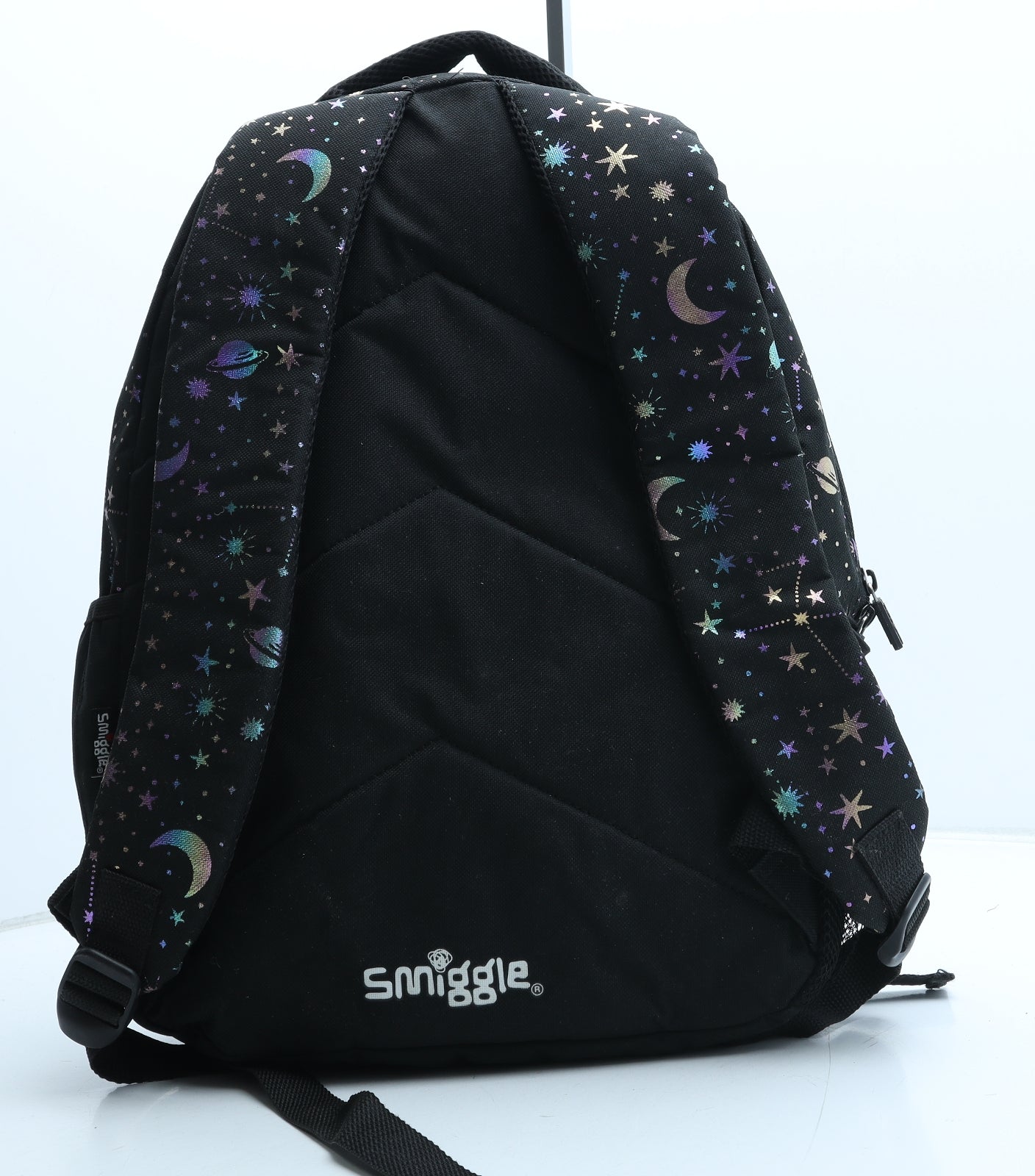Smiggle Girls Black Geometric Polyester Backpack Size Large Zip