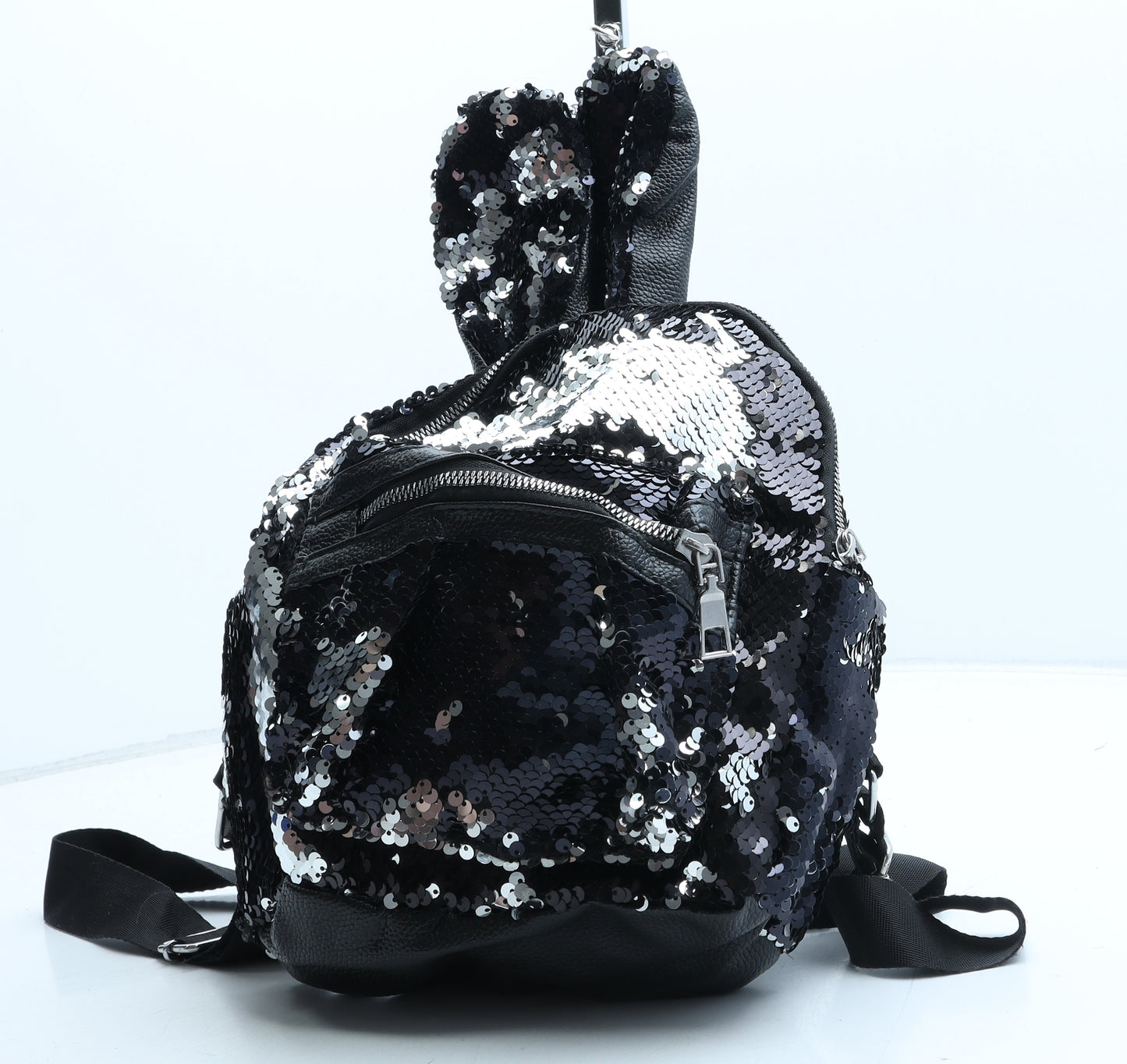 Preworn Girls Black Polyester Backpack Size Medium Zip