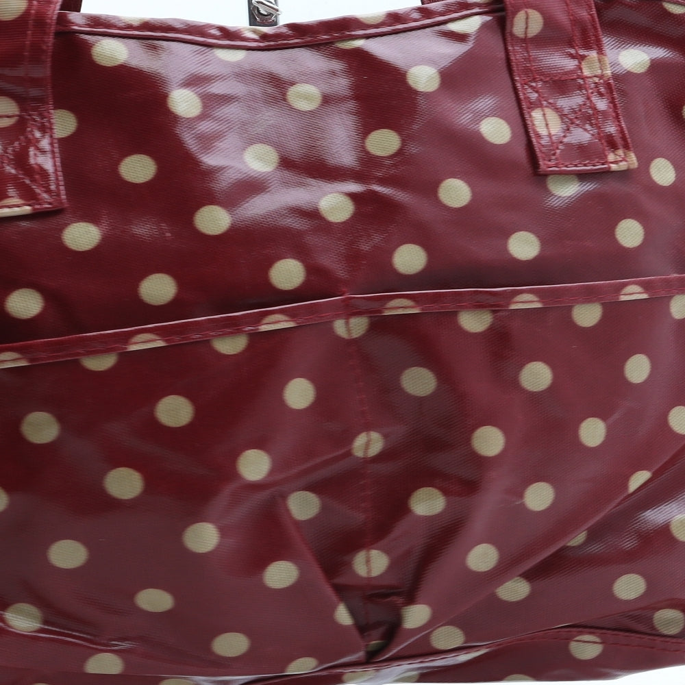 Preworn Womens Red Polka Dot Polyurethane Tote Size Large