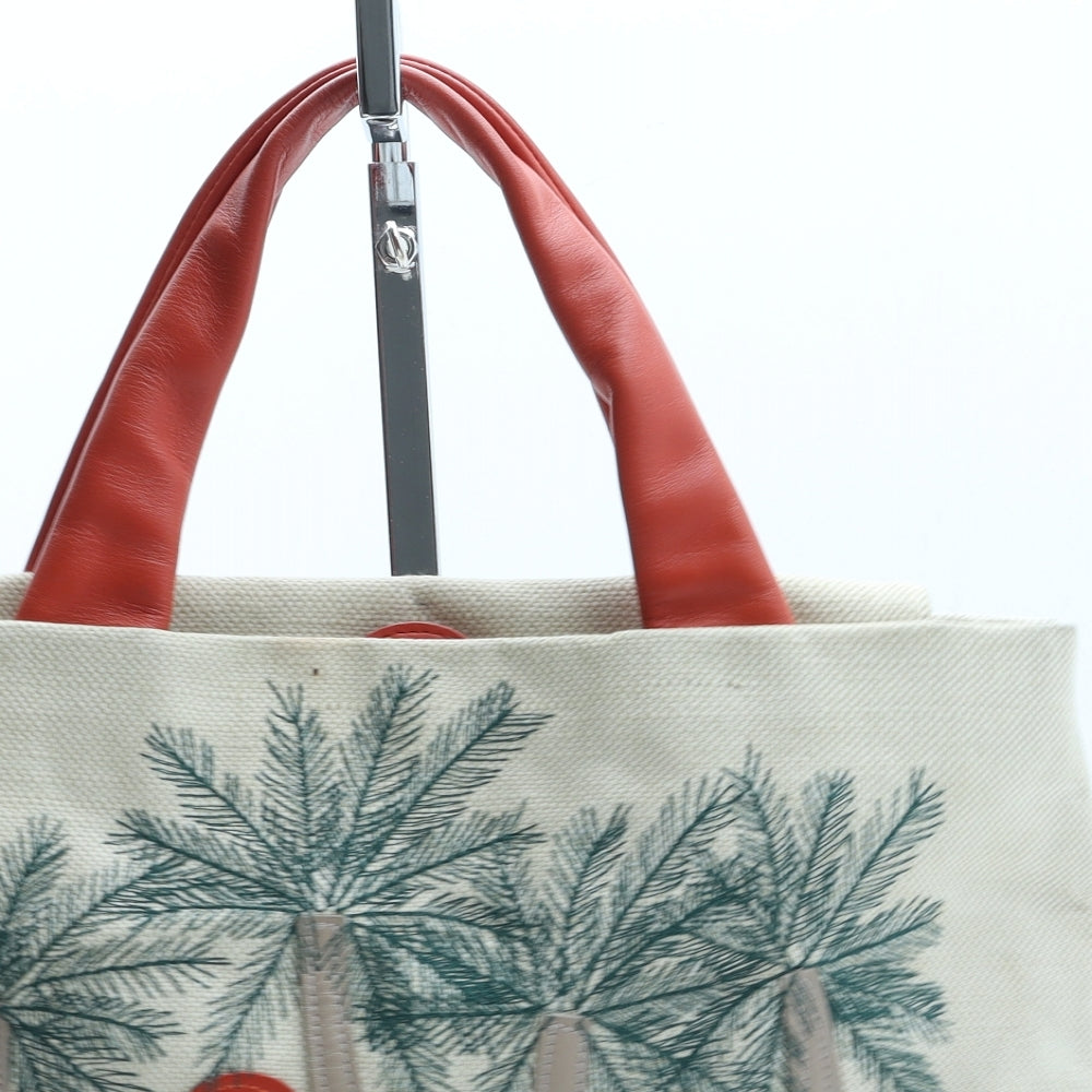 Radley Womens Beige Geometric Polyester Top Handle Bag Size Small - Palm Trees