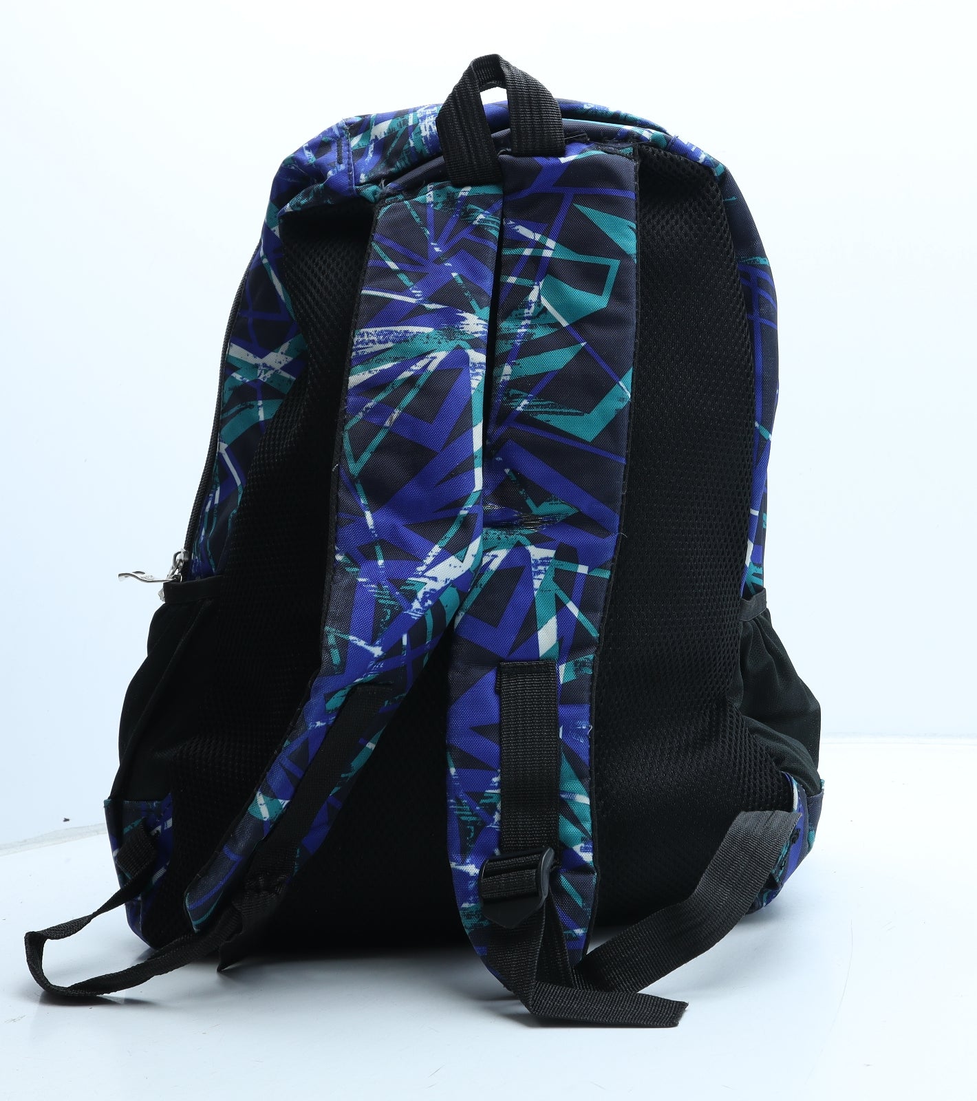 adidas Mens Blue Geometric Polyester Backpack Size Medium