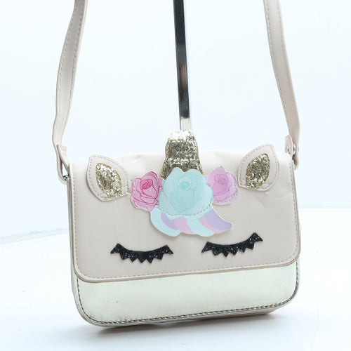 Primark Girls Beige Polyurethane Crossbody Size Medium Magnetic - Unicorn