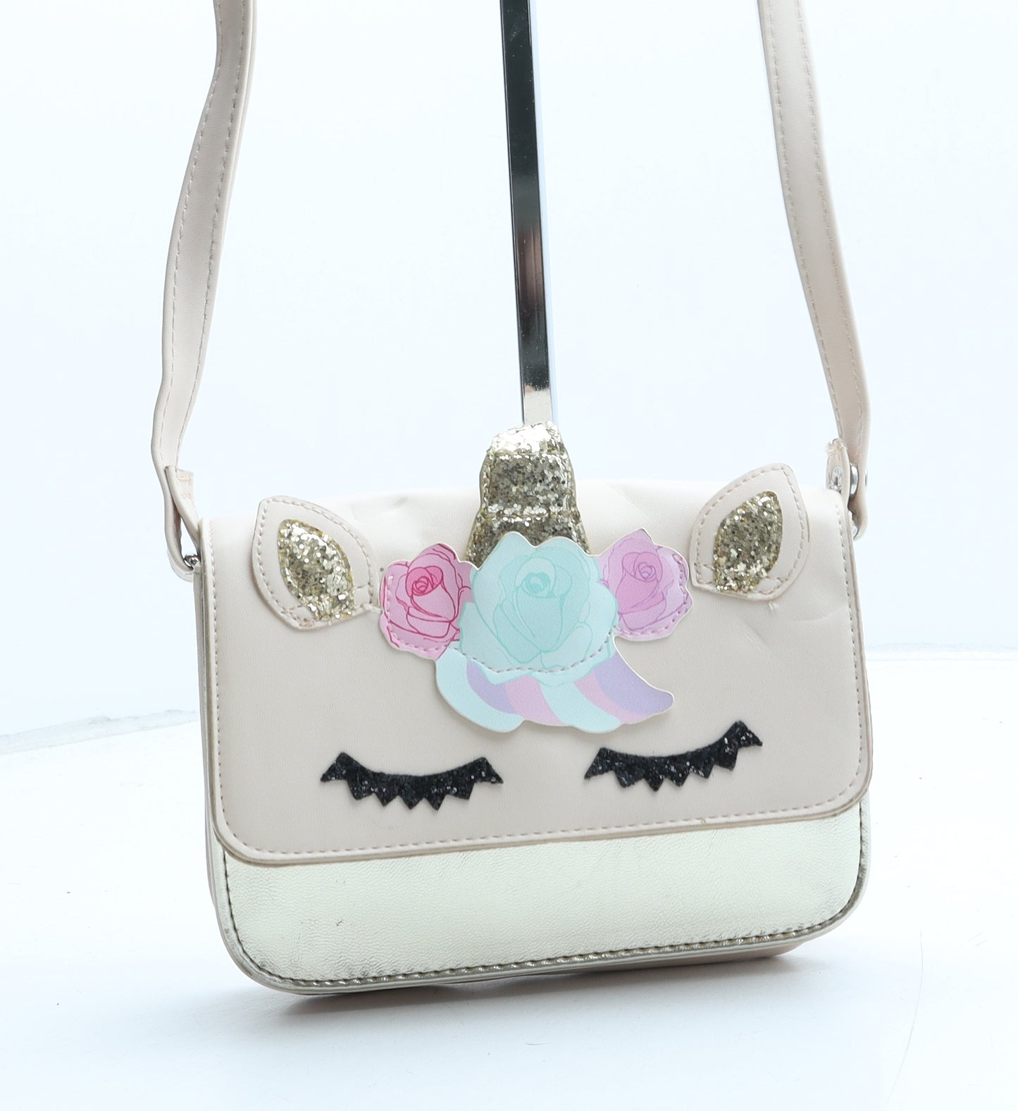 Primark Girls Beige Polyurethane Crossbody Size Medium Magnetic - Unicorn