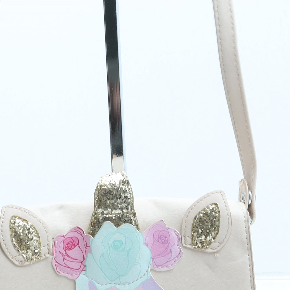 Primark Girls Beige Polyurethane Crossbody Size Medium Magnetic - Unicorn
