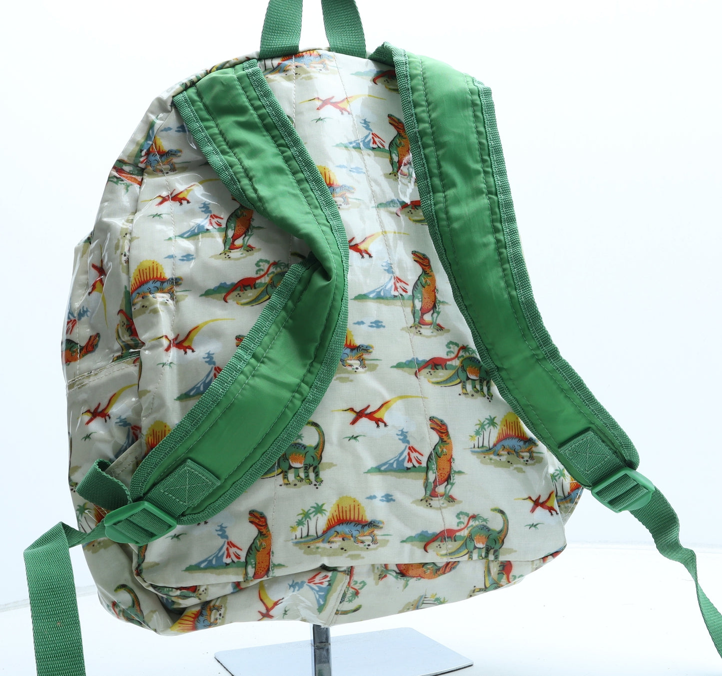 Cath Kidston Boys Beige Geometric PVC Backpack Size Medium Zip - Dinosaur