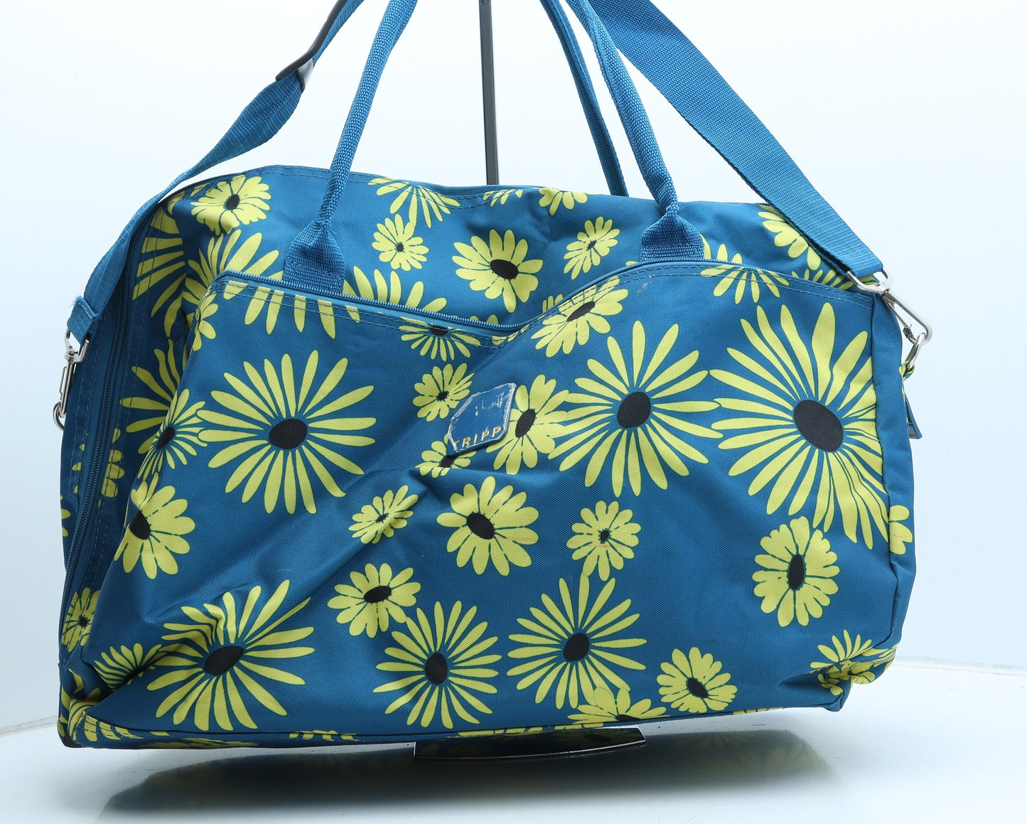 Tripp Womens Blue Floral Polyester Duffle Size Extra Large