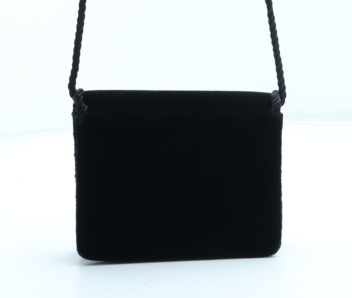 Preworn Womens Black Modacrylic Shoulder Bag Size Mini