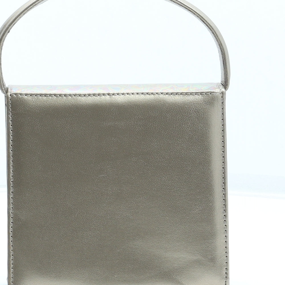 Preworn Womens Gold Polyurethane Top Handle Bag Size Small - Oil Spill Effect