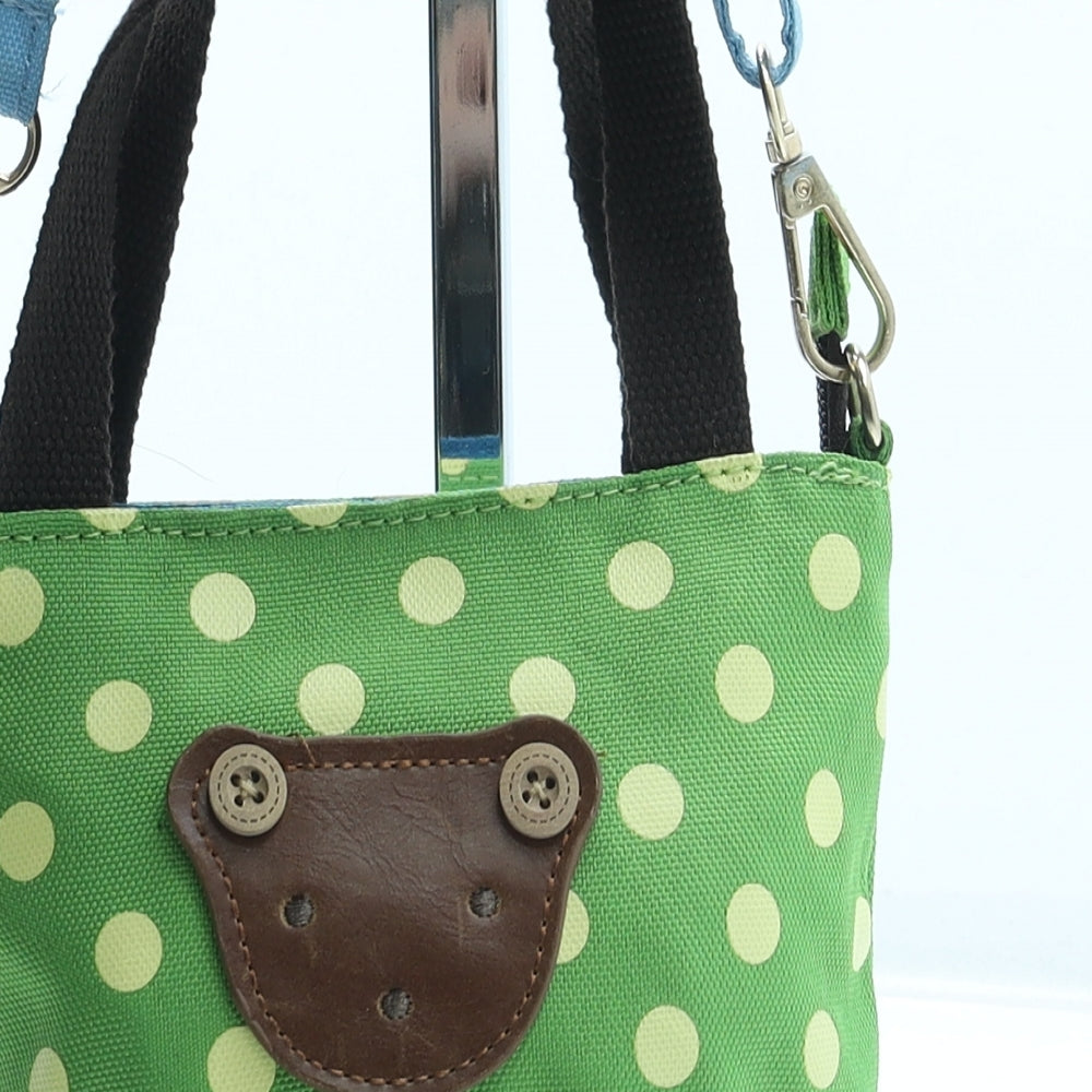 Wings Flying Girls Green Polka Dot Polyester Shoulder Bag Size Small Zip - Bear