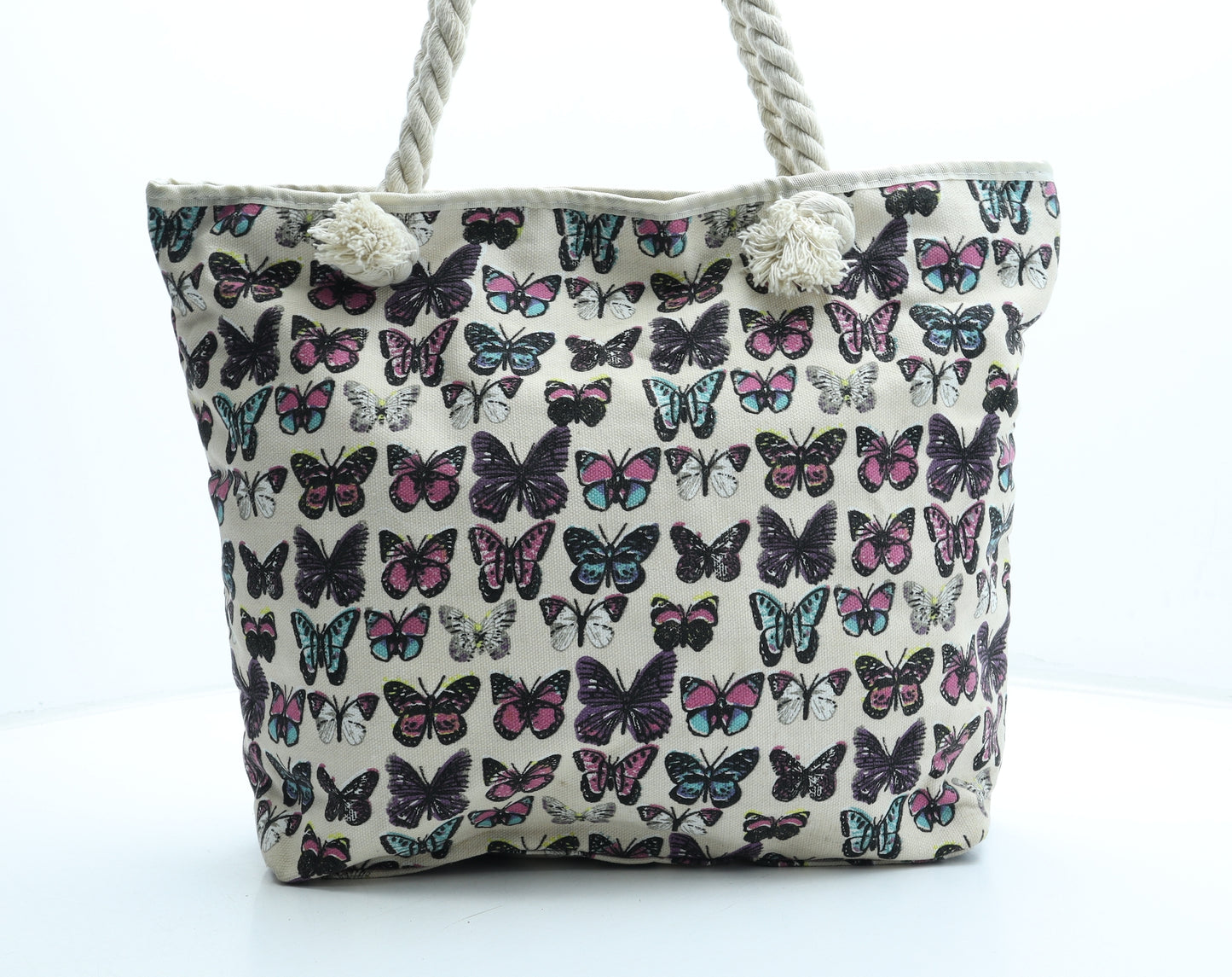 Preworn Womens Multicoloured Geometric Polyester Tote Size Medium - Butterflies