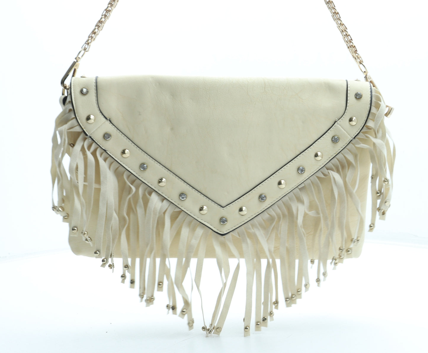 Preworn Womens Beige Polyurethane Shoulder Bag Size Small