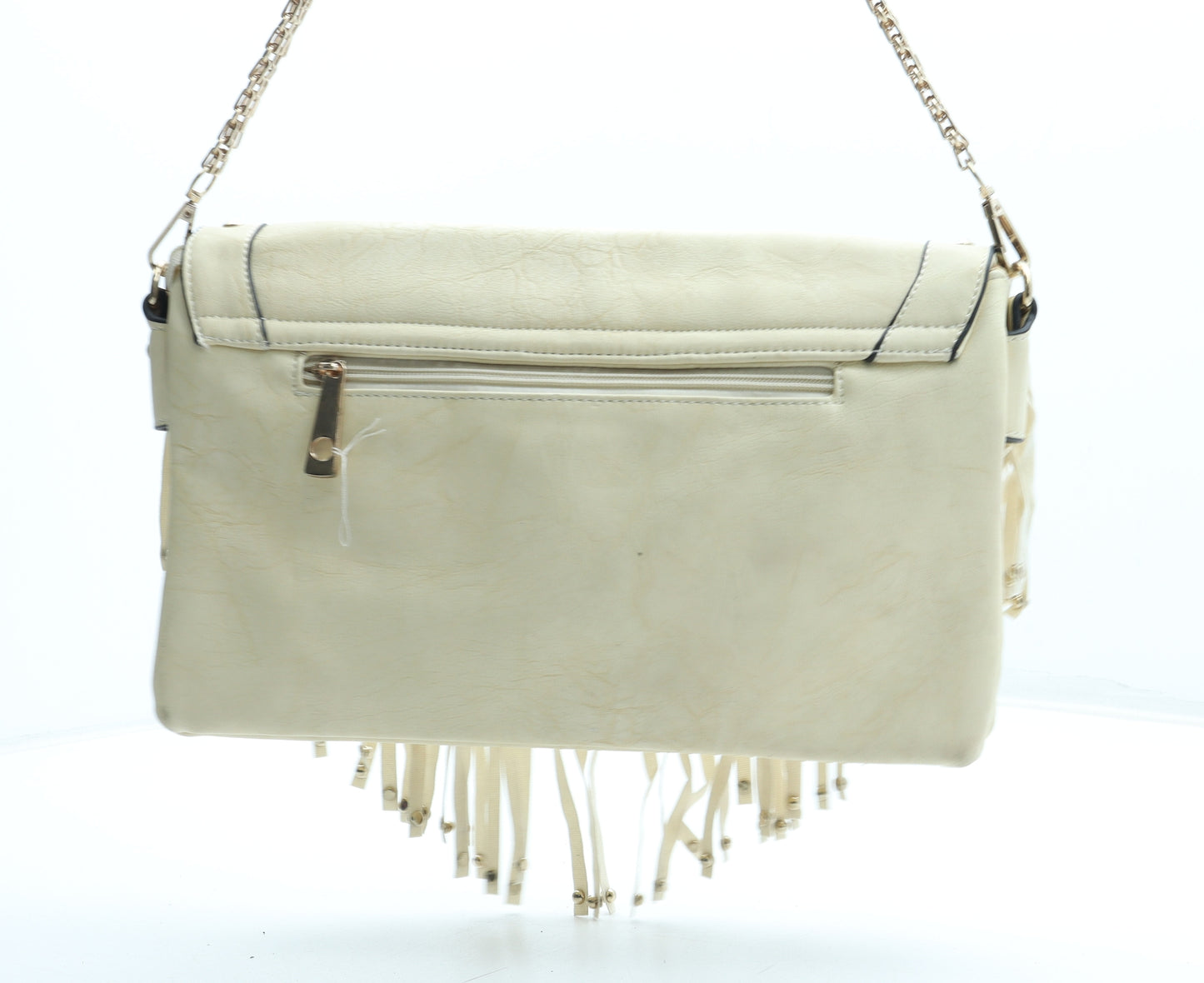 Preworn Womens Beige Polyurethane Shoulder Bag Size Small
