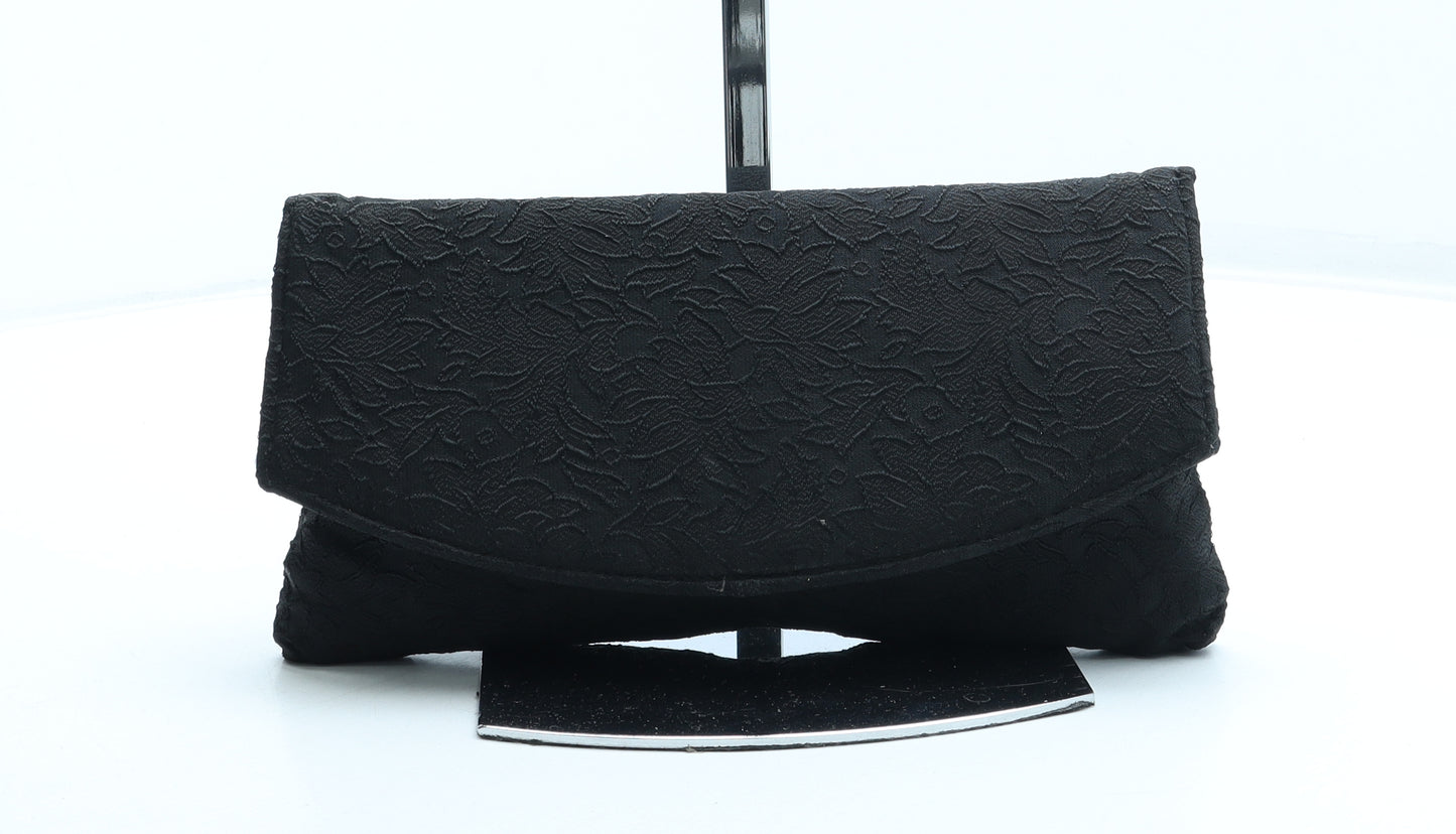 Preworn Womens Black Floral Polyester Clutch Size Small