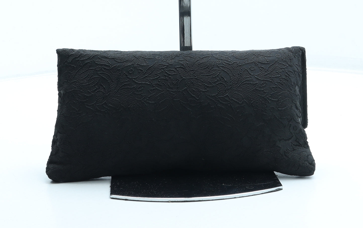 Preworn Womens Black Floral Polyester Clutch Size Small