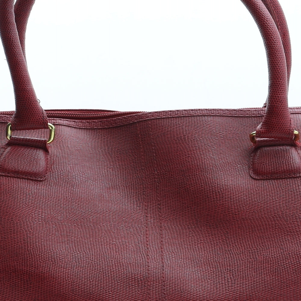 Preworn Womens Red Polyurethane Top Handle Bag Size Large