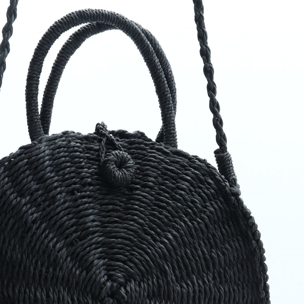Primark Womens Black Straw Shoulder Bag Size Medium