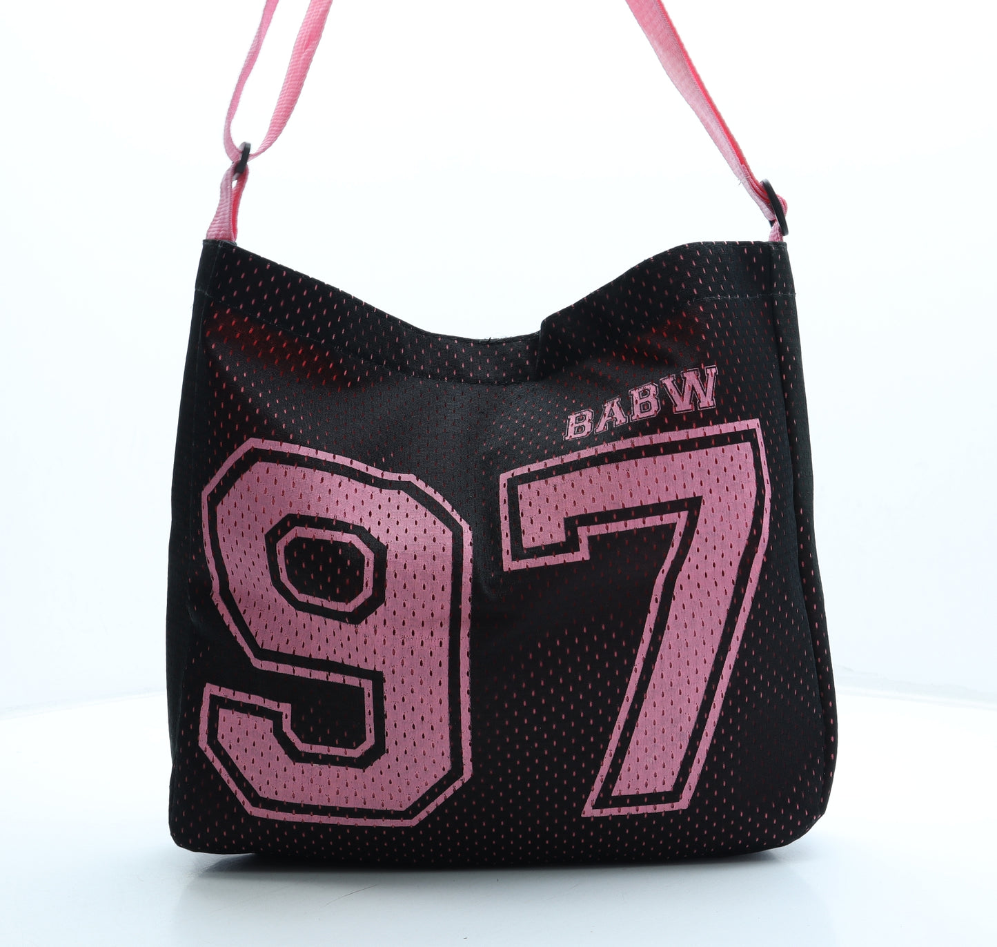 Preworn Womens Black Geometric Polyester Tote Size Medium - BABW 97