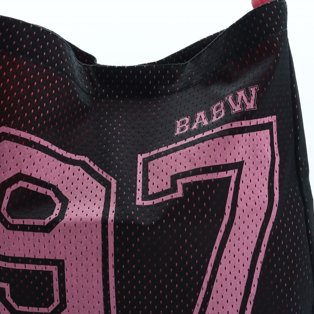 Preworn Womens Black Geometric Polyester Tote Size Medium - BABW 97