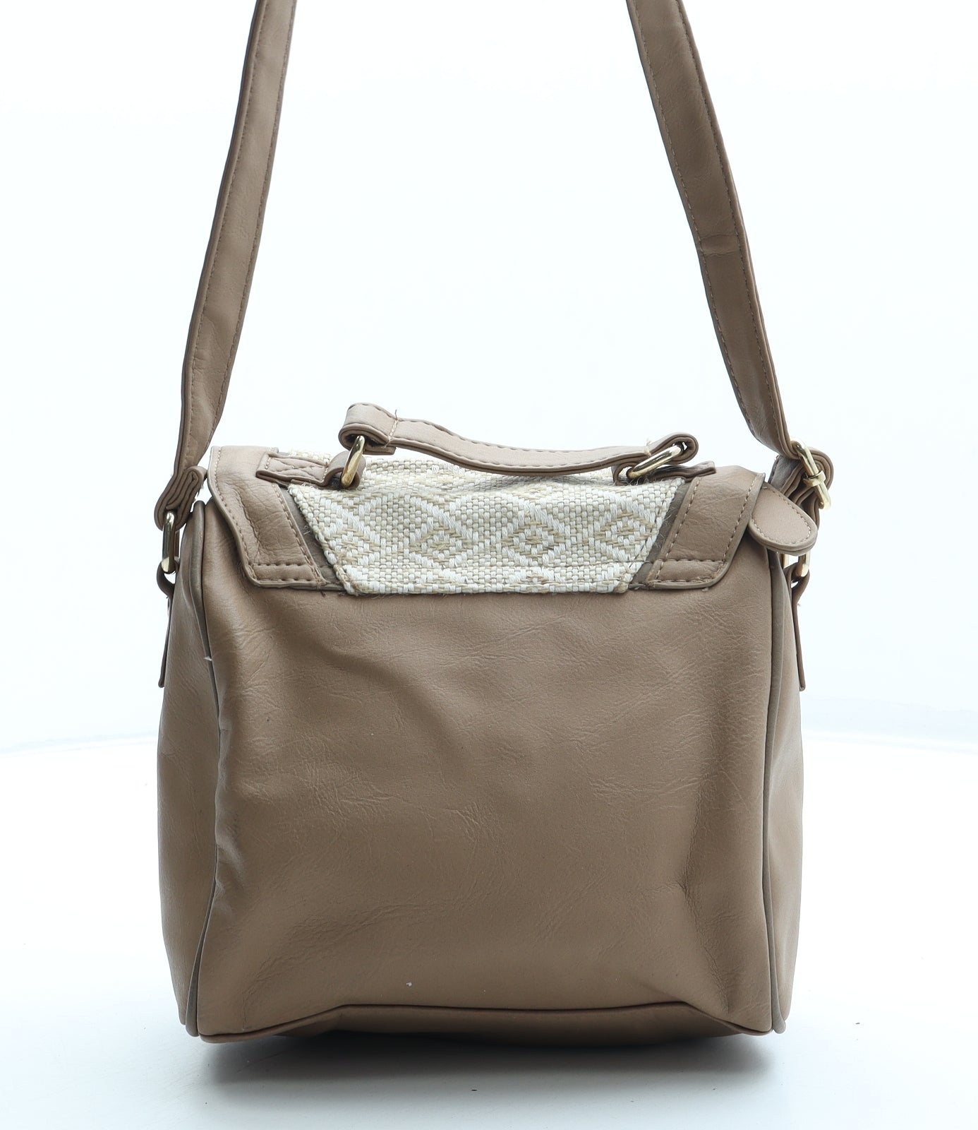 New Look Womens Brown Geometric Polyurethane Crossbody Size Small