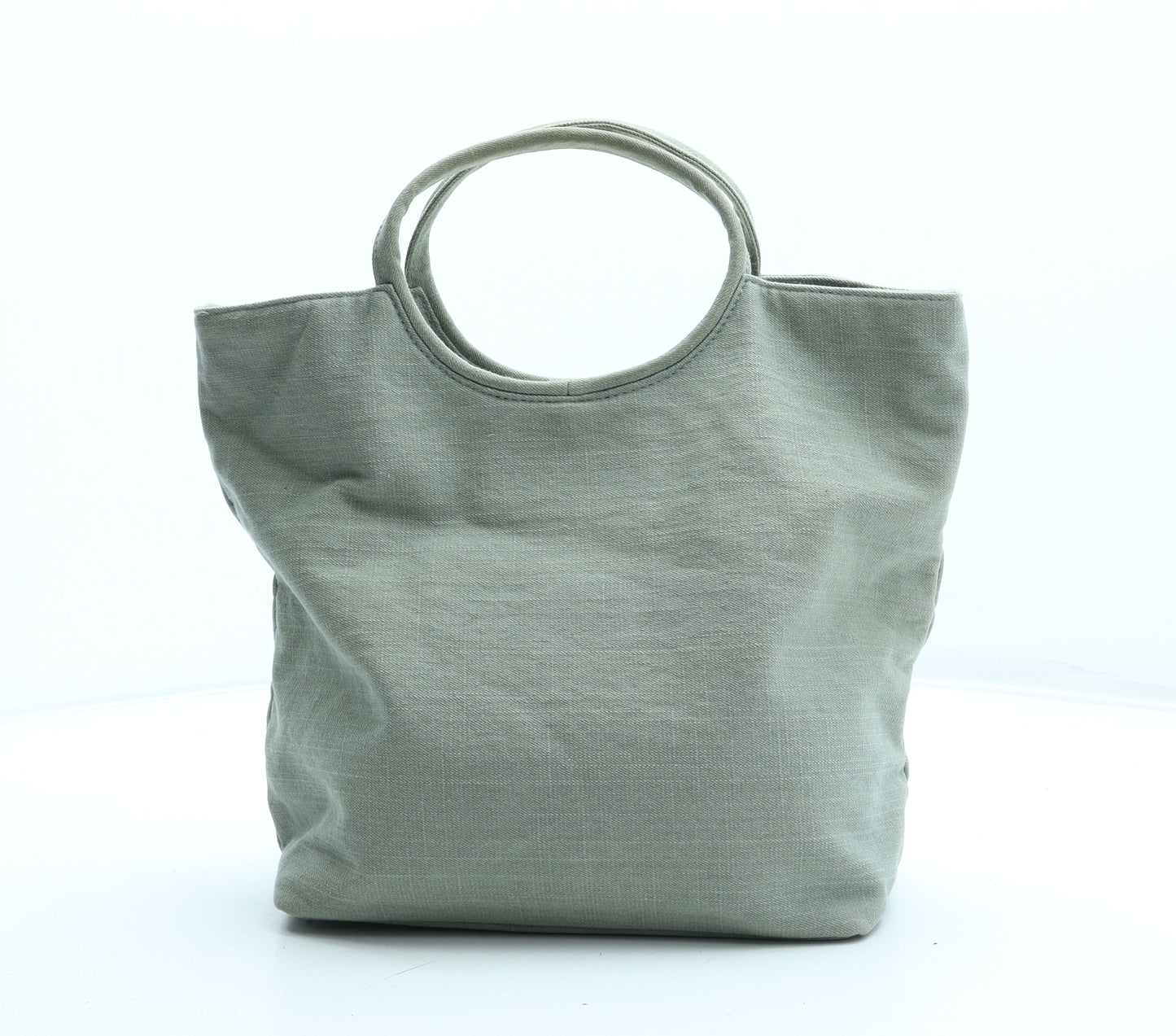 Preworn Womens Green Floral Cotton Top Handle Bag Size Medium