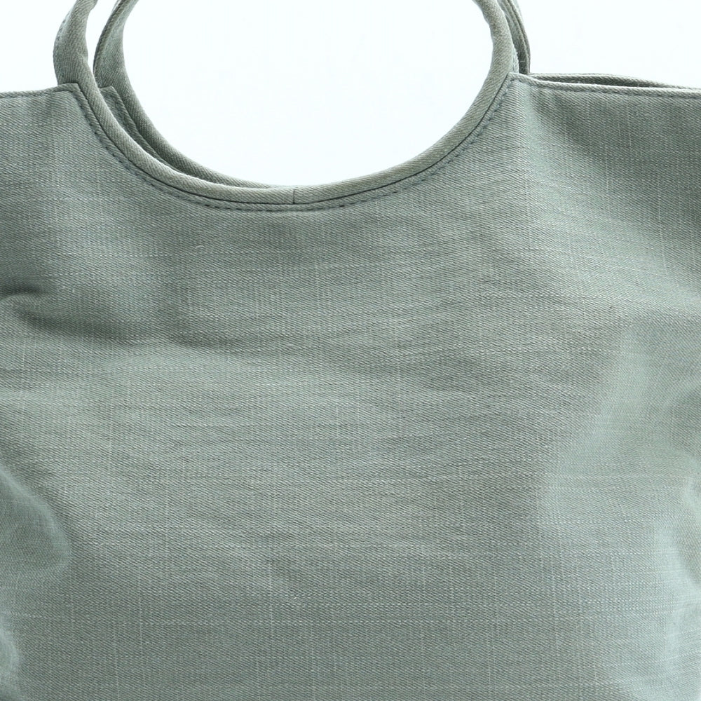 Preworn Womens Green Floral Cotton Top Handle Bag Size Medium