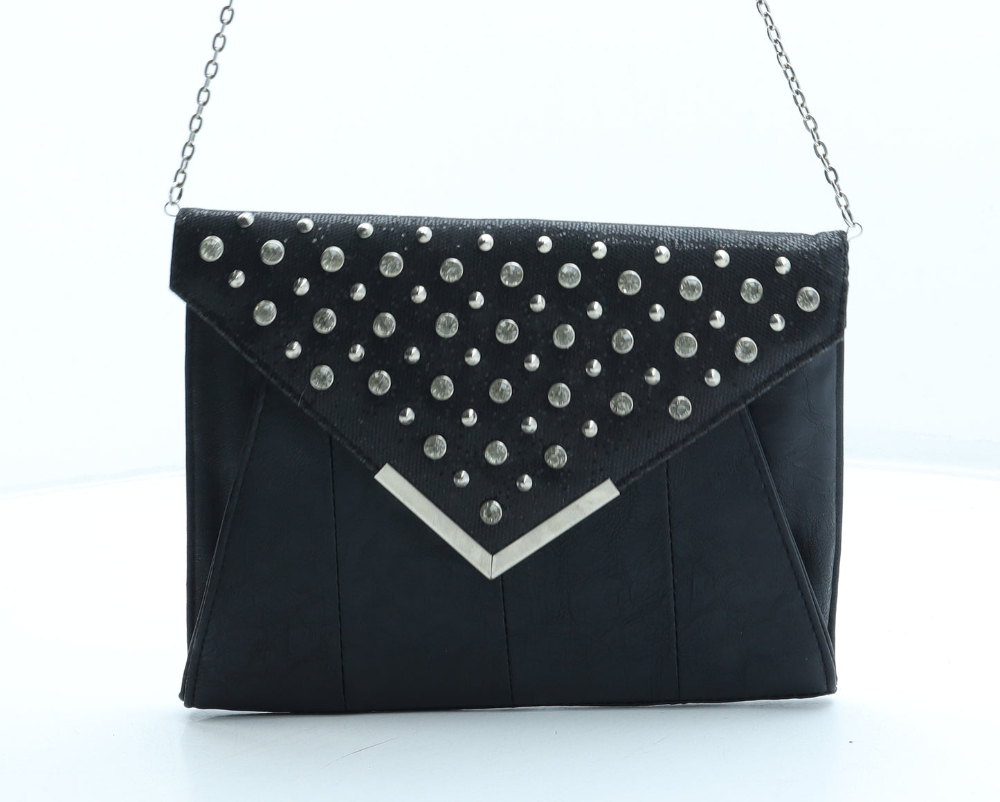 Miss Selfridge Womens Black Polyurethane Clutch Size Small