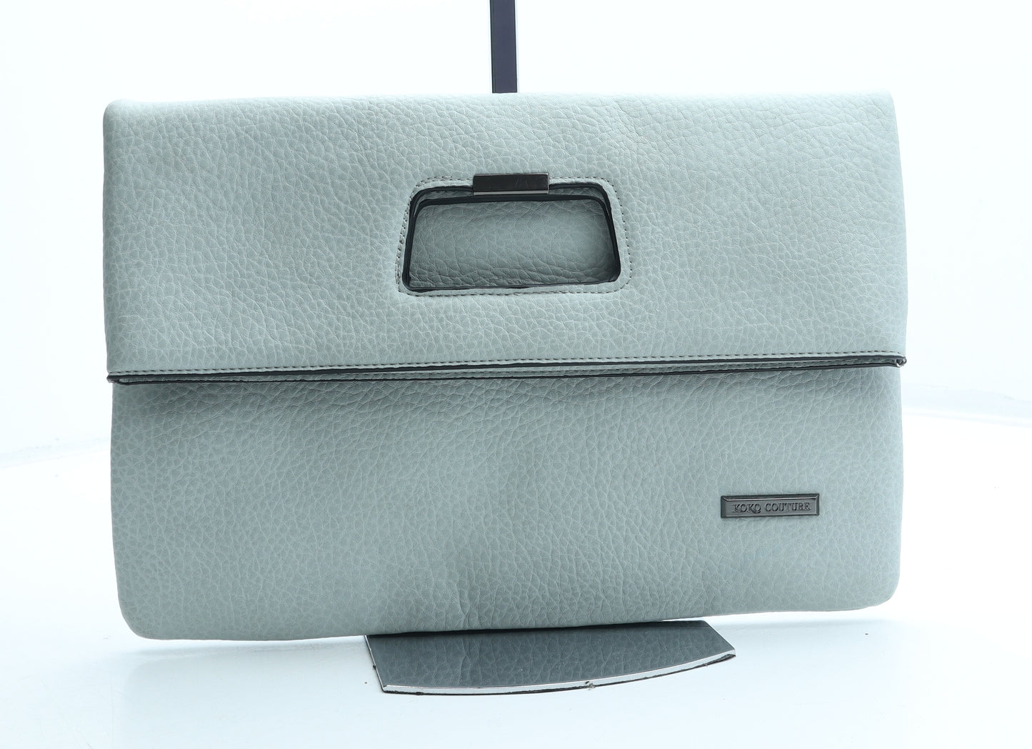 Koko Couture Womens Blue Polyurethane Clutch Size Medium