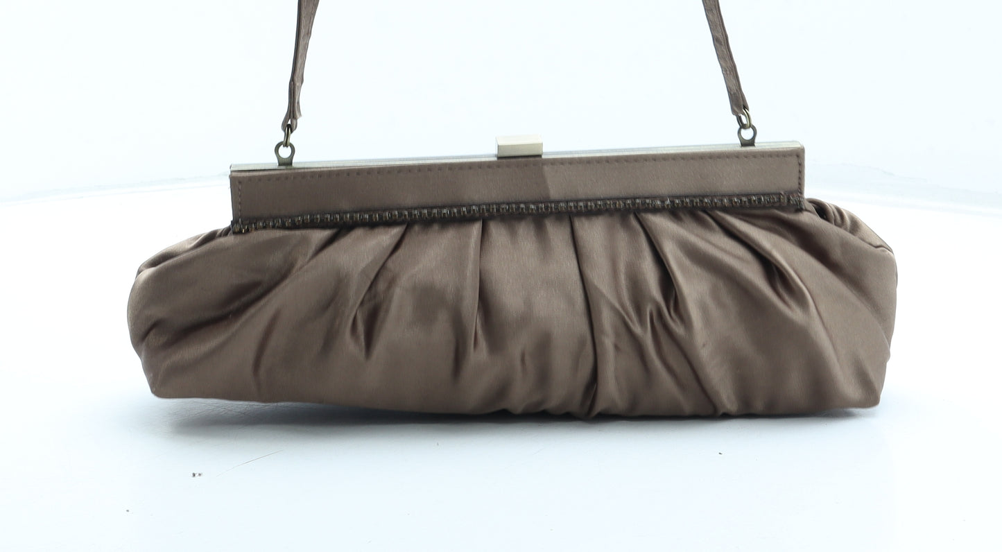 Preworn Womens Brown Brocade Polyester Top Handle Bag Size Small