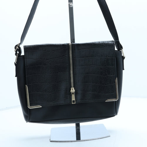 Atmosphere Womens Black Polyurethane Crossbody Size Medium - Croc Texture