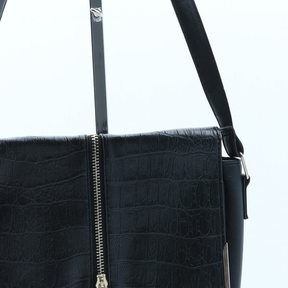 Atmosphere Womens Black Polyurethane Crossbody Size Medium - Croc Texture