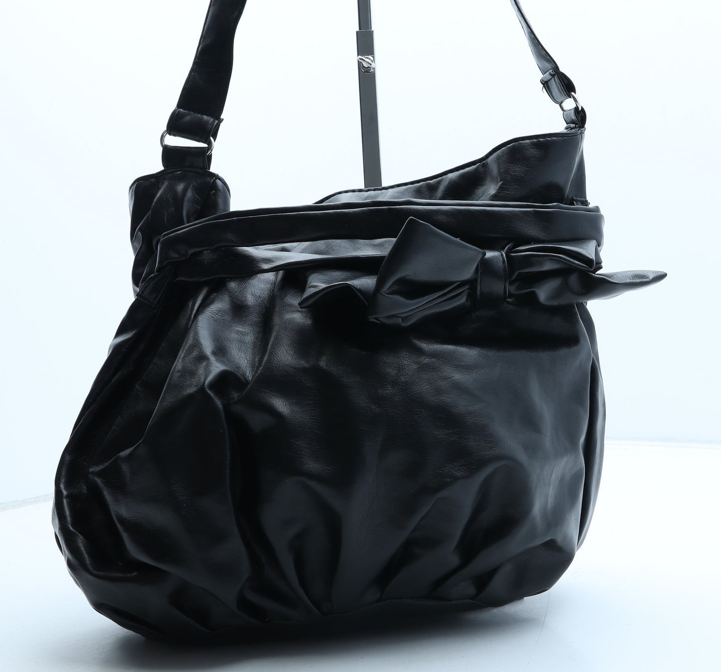 Preworn Womens Black PVC Shoulder Bag Size Large