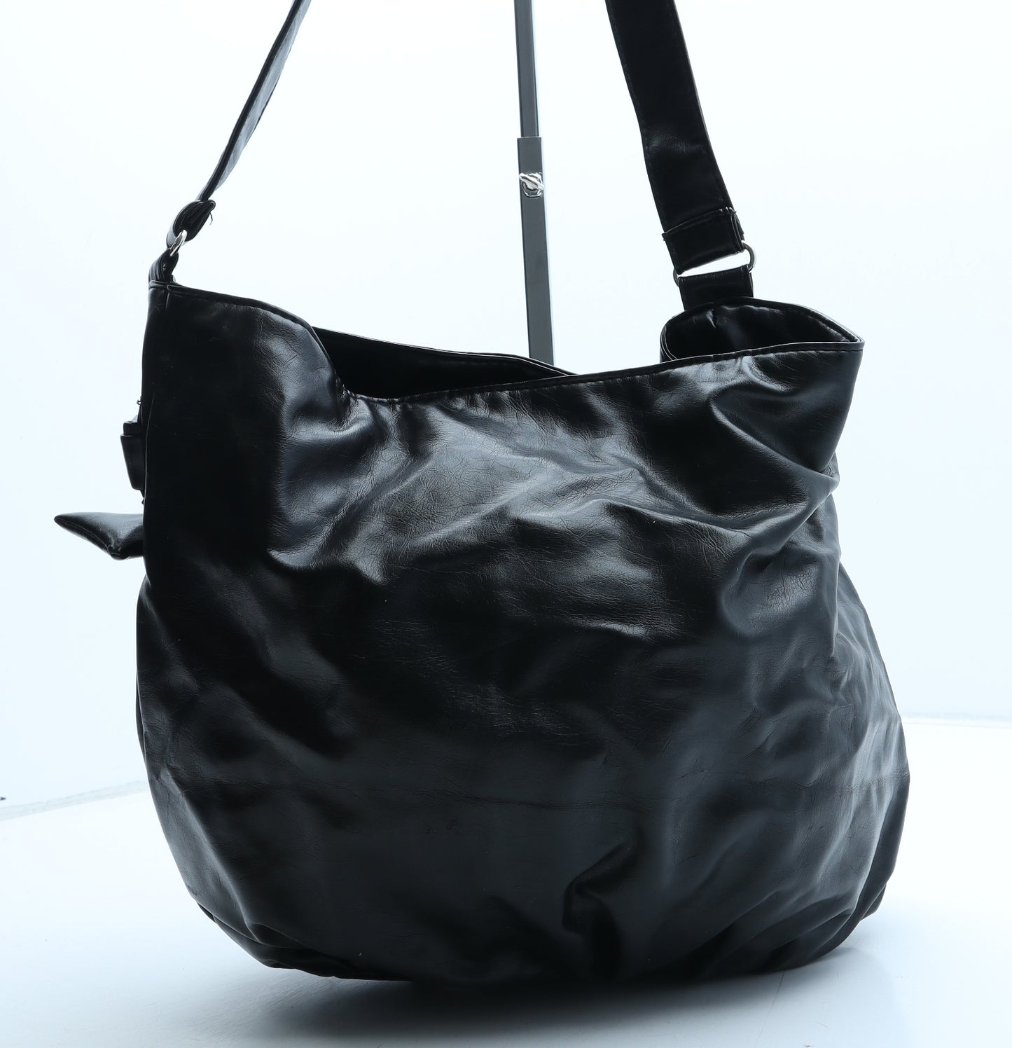 Preworn Womens Black PVC Shoulder Bag Size Large