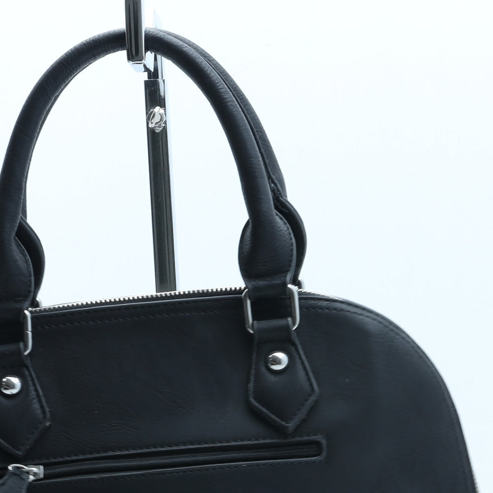 Preworn Womens Black Polyurethane Top Handle Bag Size Medium