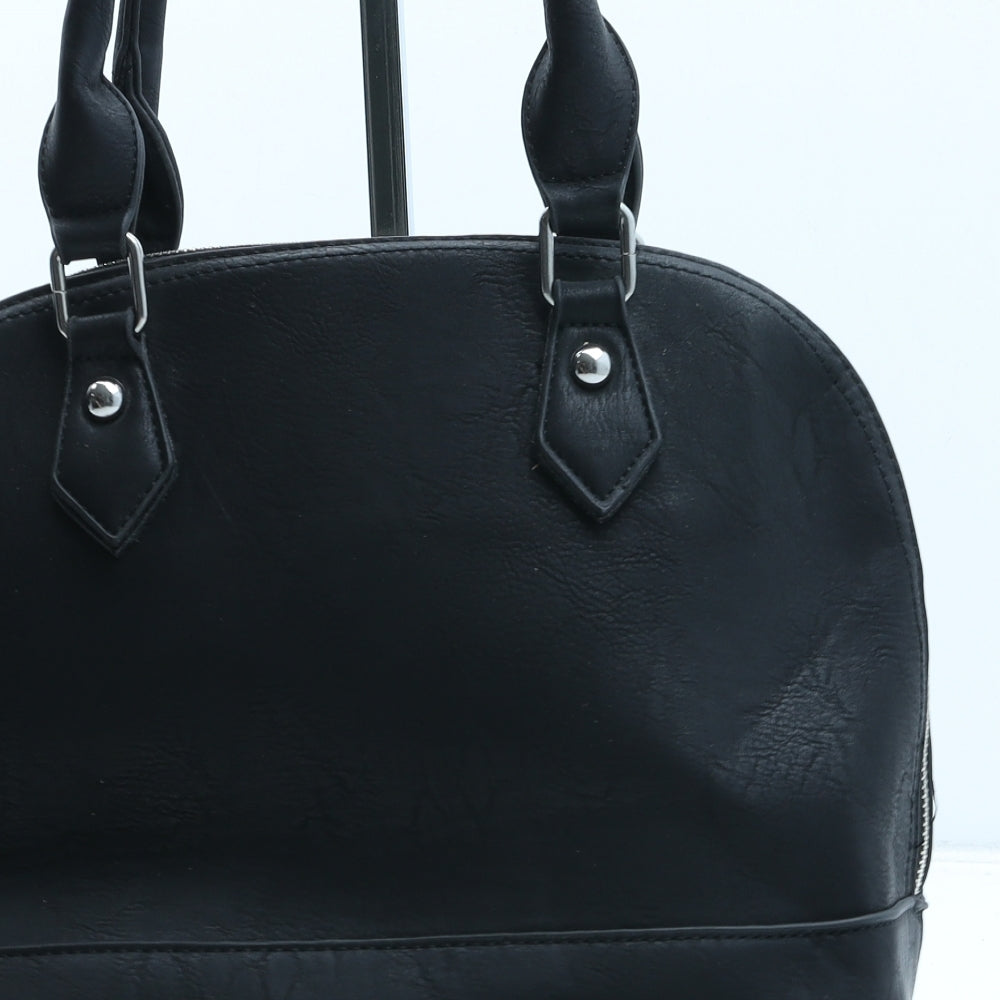 Preworn Womens Black Polyurethane Top Handle Bag Size Medium