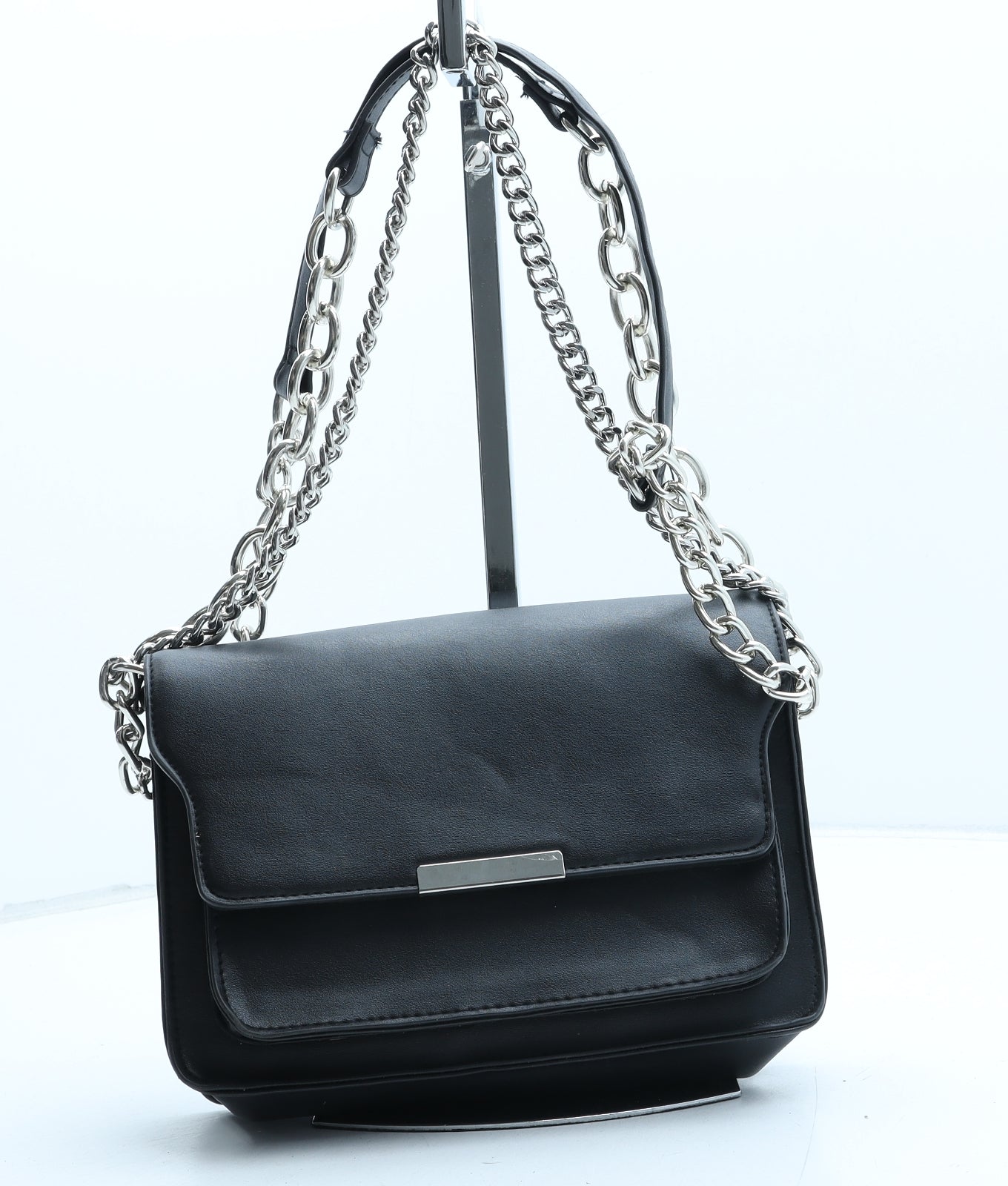 New Look Womens Black PVC Shoulder Bag Size Small