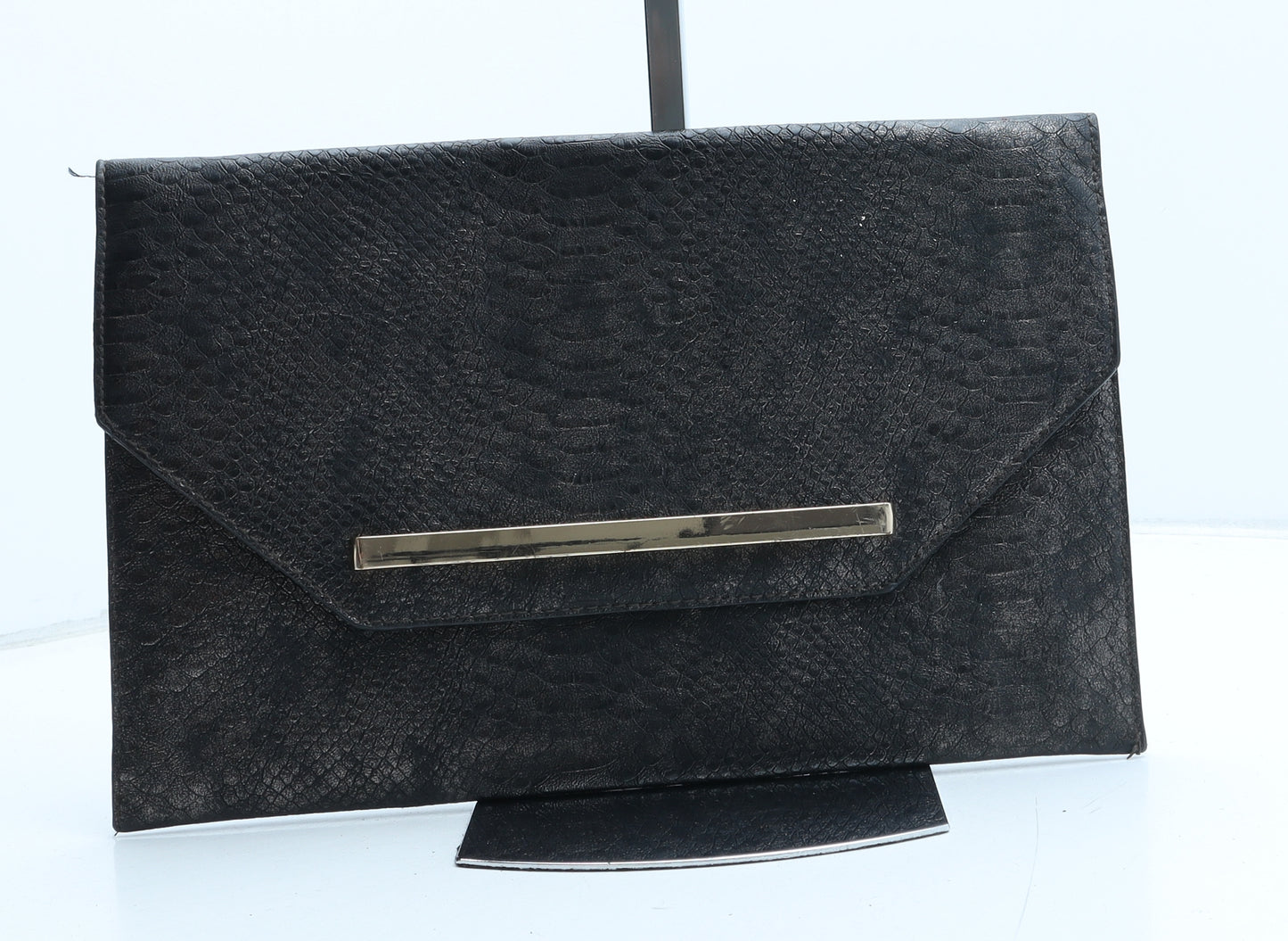 Atmosphere Womens Black Polyurethane Clutch Size Large - Snake Print