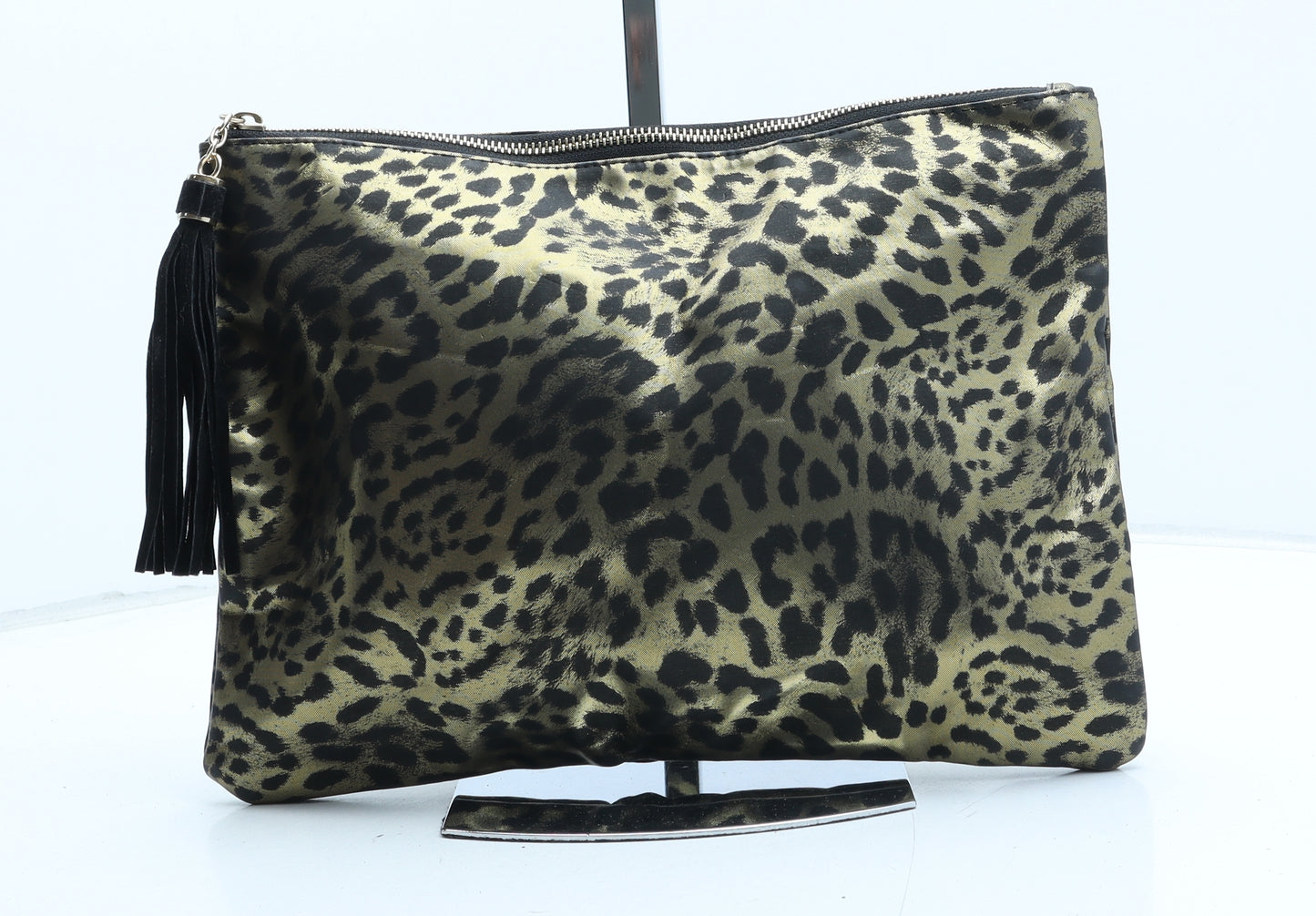 Accessorize Womens Gold Animal Print Polyurethane Clutch Size Large - Leopard Print
