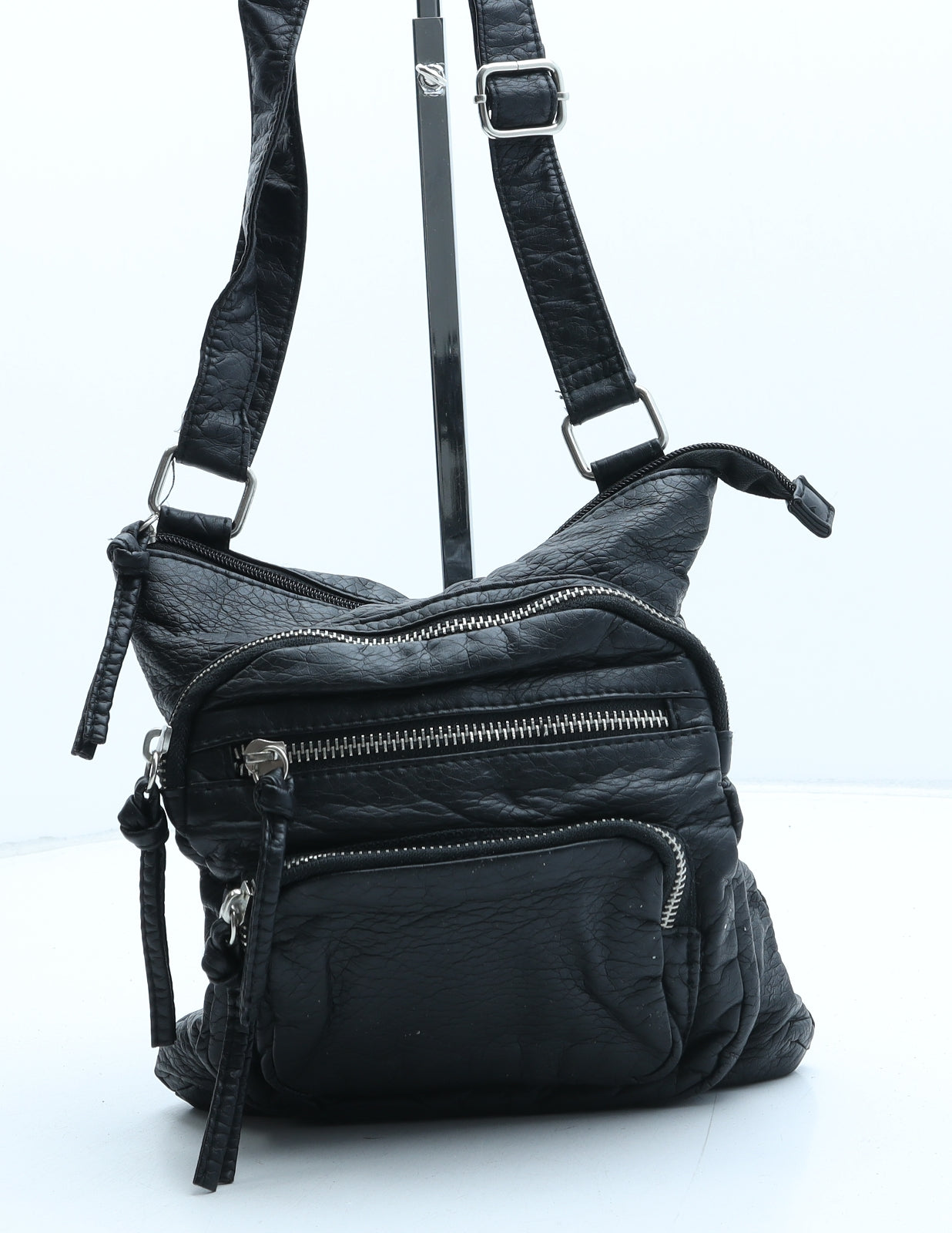 Atmosphere Womens Black Polyurethane Crossbody Size Small